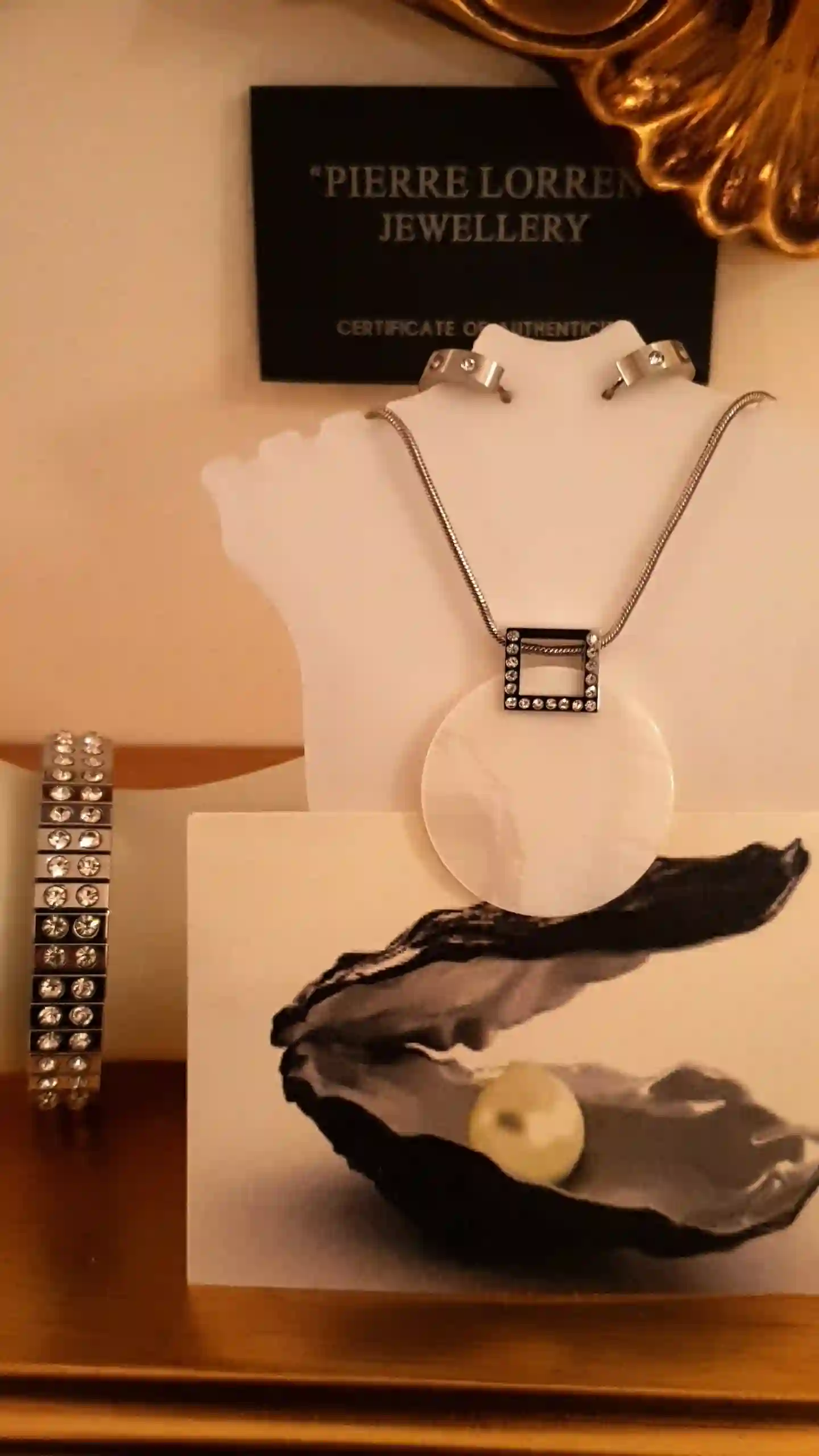 Mother of Pearl necklace silver bracelet silver earrings jewelry set for women hand set crystal diamond stones TARNISH FREE free shipping 
