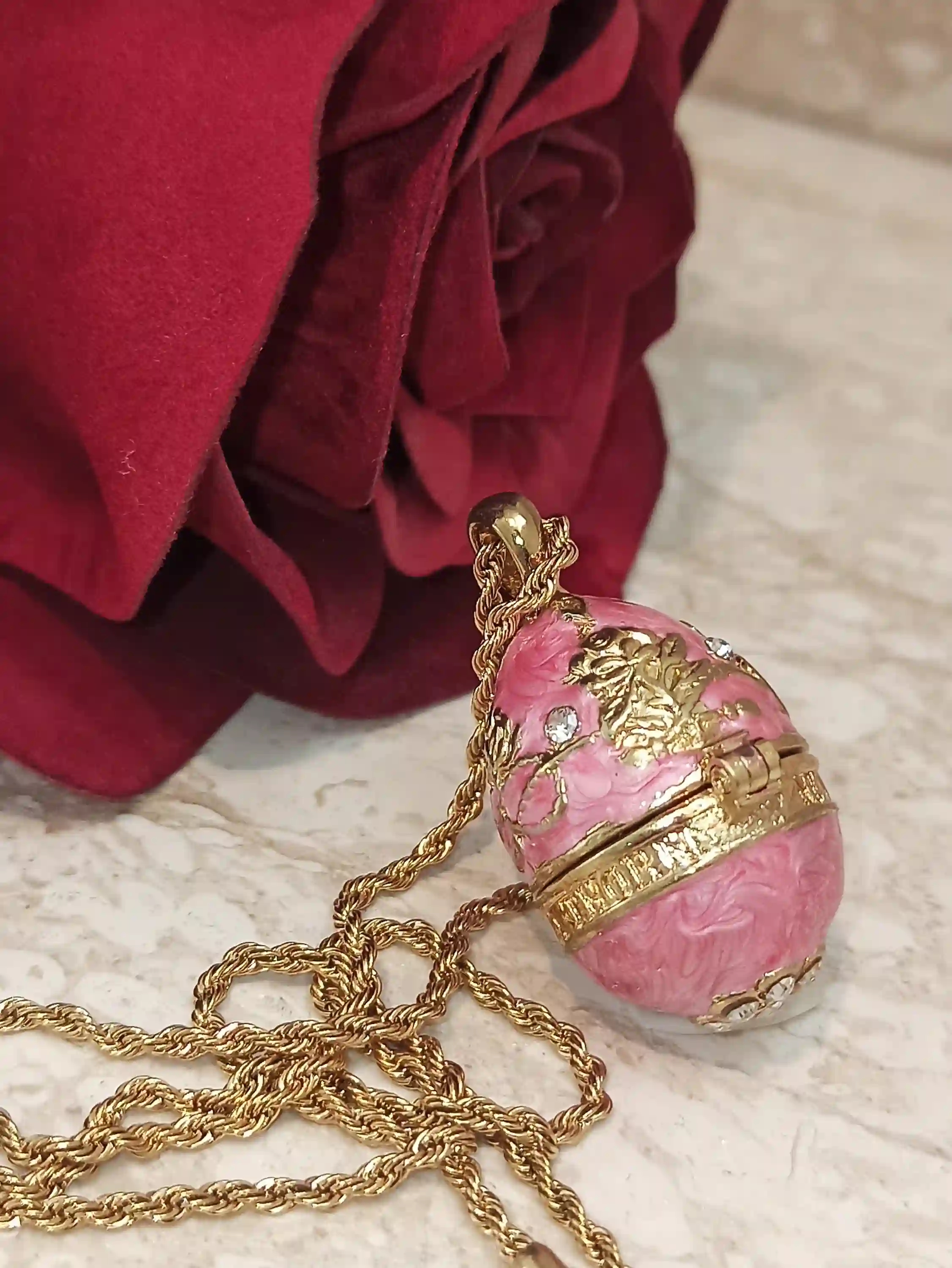 Luxurious Handmade Wedding Sterling Silver Jewelry SET Gift Faberge Egg Gold 24k Guilloche + Austrian Crystal DIAMOND Handset Pink Topaz SET 