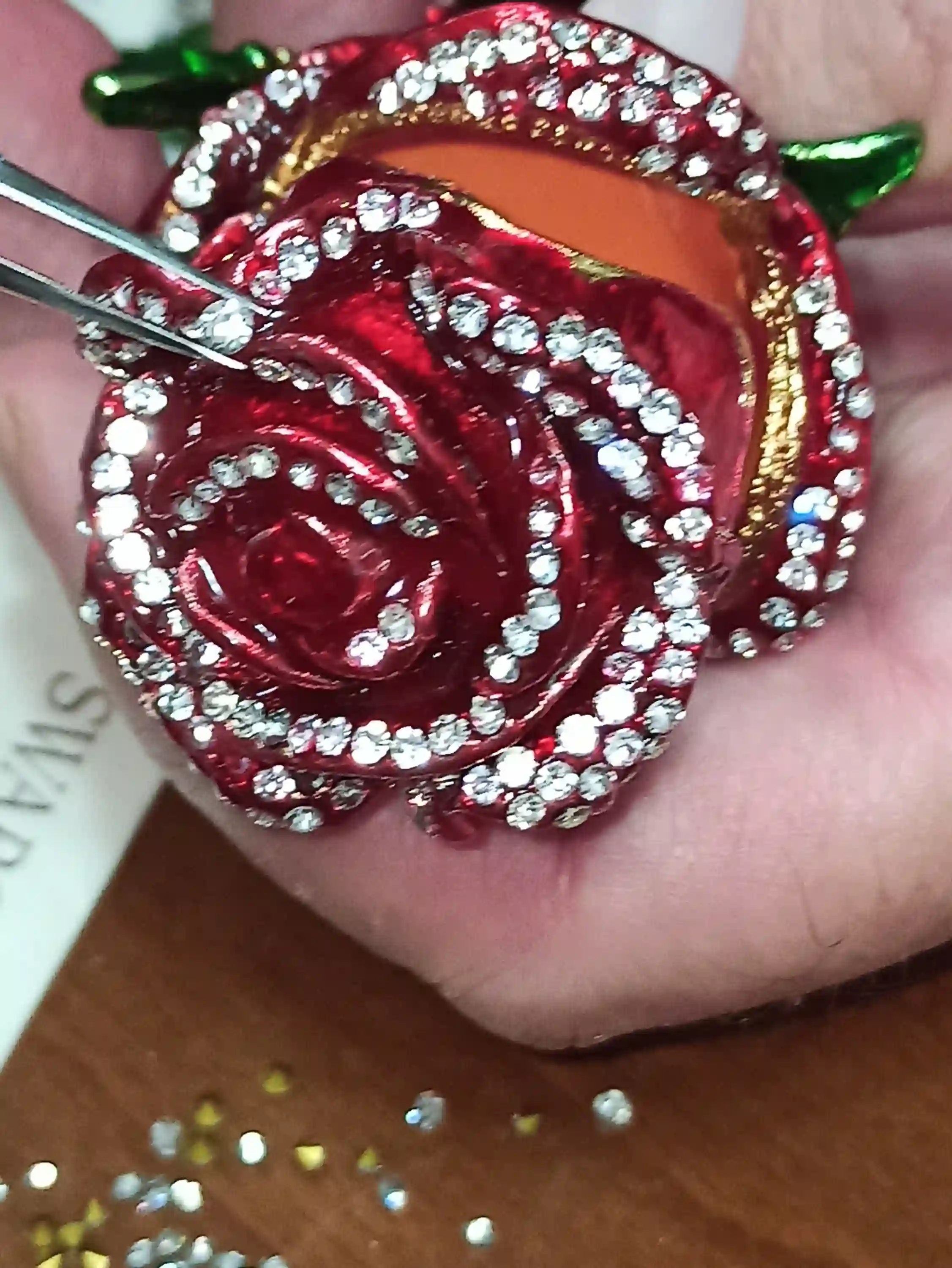 3pce, Luxury Engagement, 7ct, Gift for Bride to be from Sister, Faberge Egg,Roses Gift Box + Faberge Egg Pendant + Austrian Crystal Bracelet 