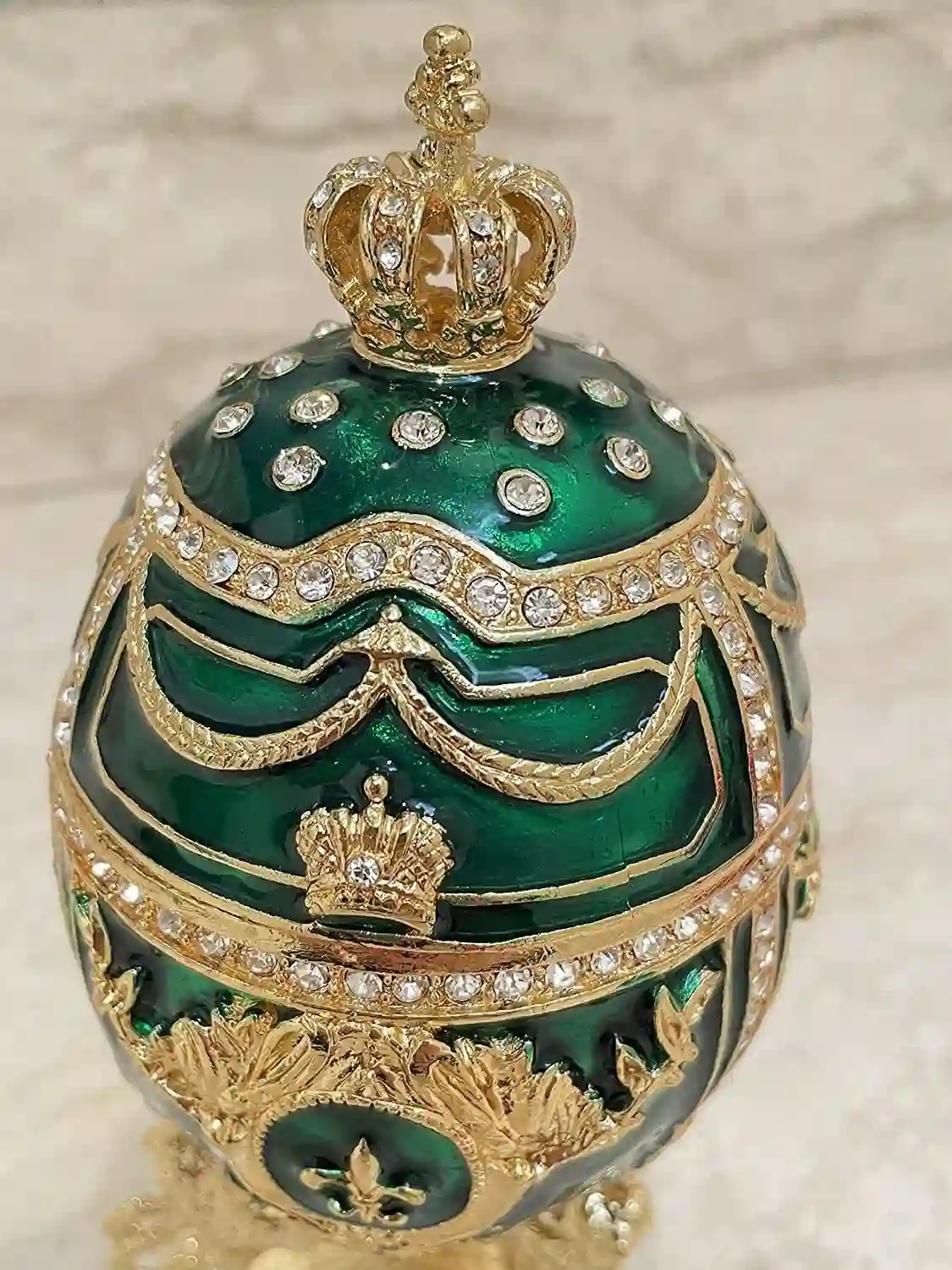 Stunning Faberge-Style Egg Green Handmade Gift for her - Home Decor Gift for women - Faberge Egg Trinket Faberge egg Unique Jewelry Box Bday Gifts 