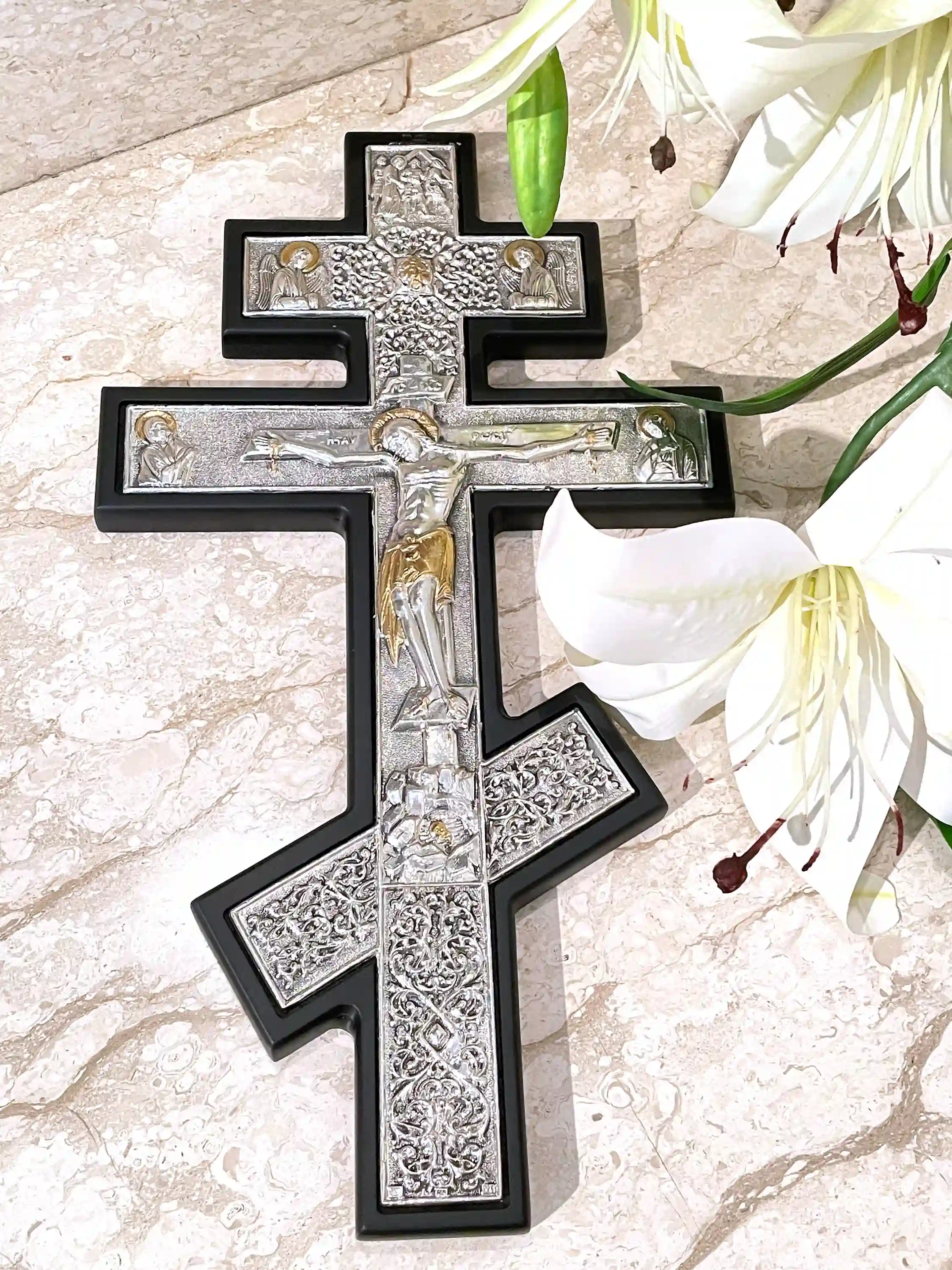 1990 Vintage ORIGINAL Mount Athos Russian Orthodox Cross Crucifix Byzantine Cross SOLID Sterling Silver Crucifix for Wall Cross Christian 