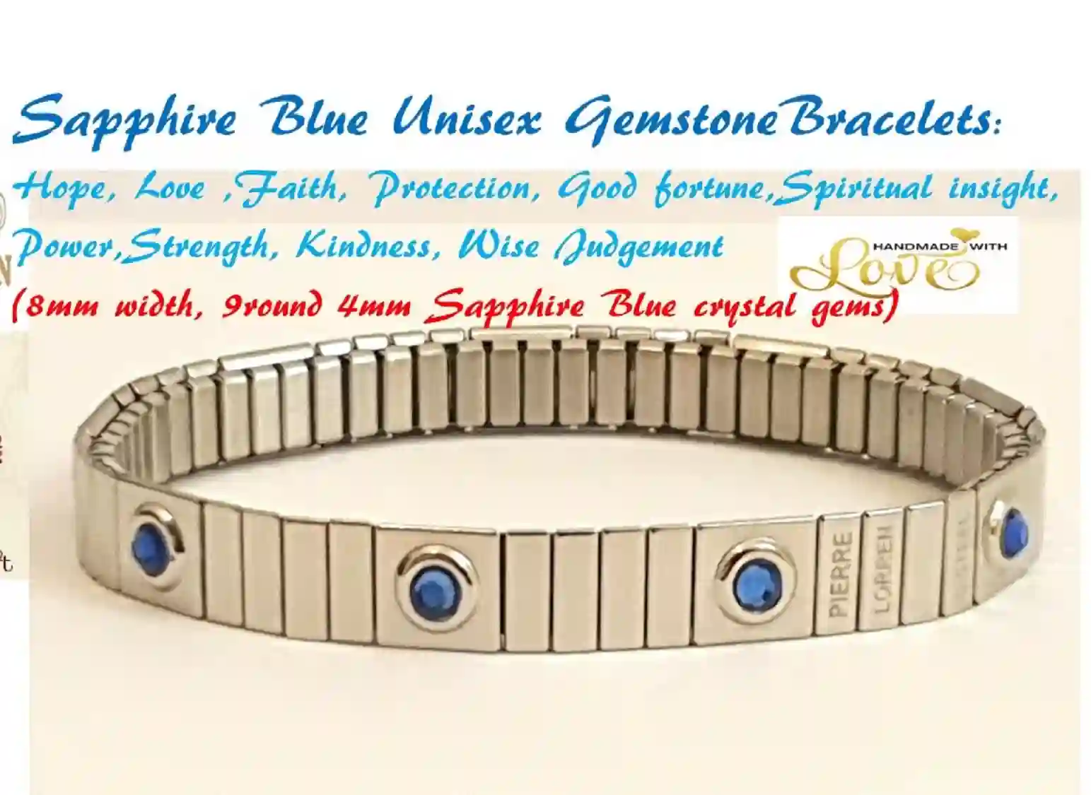 Unisex Silver Sapphire bracelet /Couples Bracelet Gift/Father Daughter Bracelet/His her Bracelet/Bracelet for best friends/His Hers Bracelet 