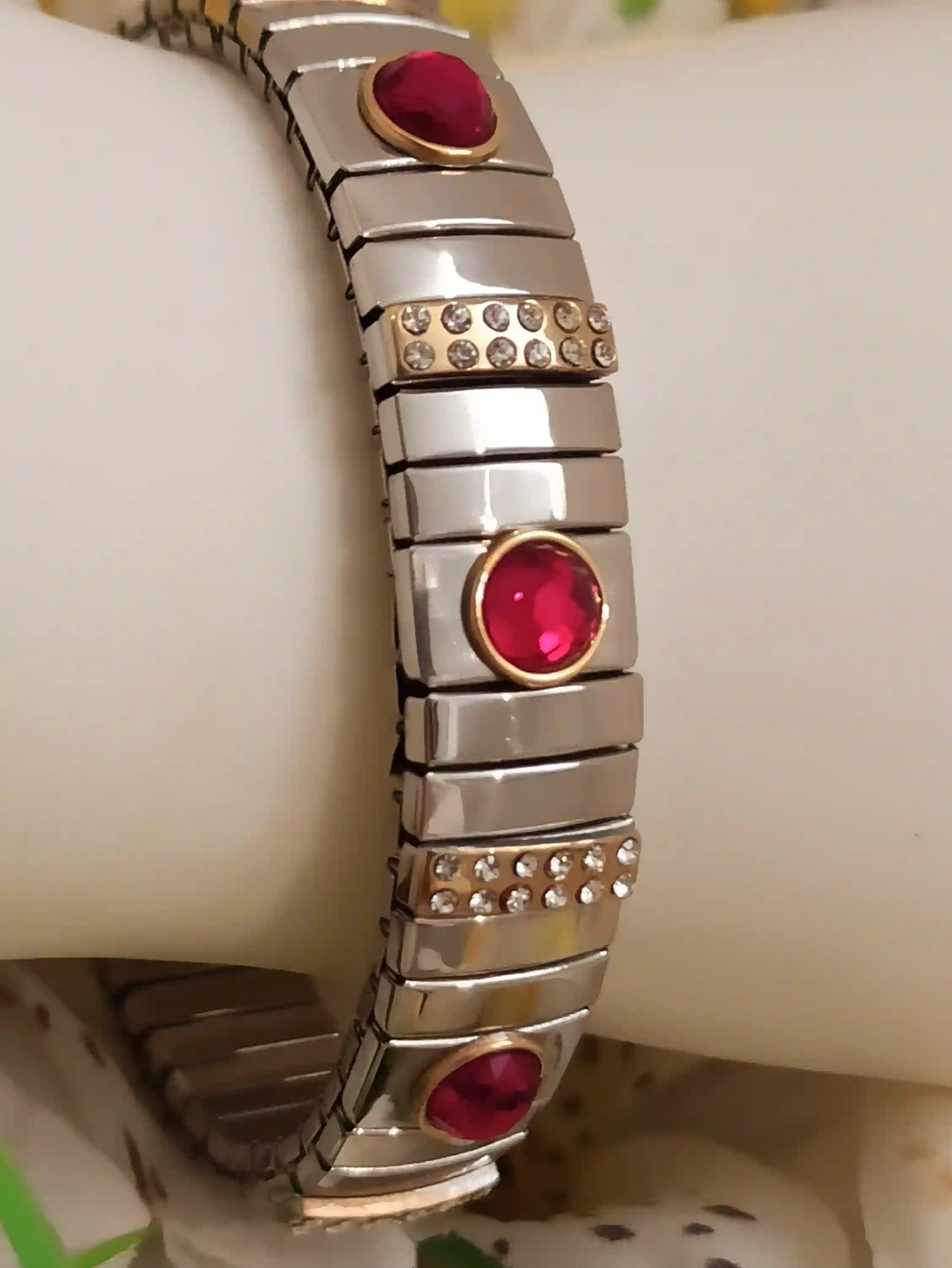 Genuine Ruby Crystal Bracelet / Silver Bangle Bracelet for Women/ July Birthstone/ Mothers Jewelry / HANDMADE Gemstone Jewelry/ New Mom Gift 