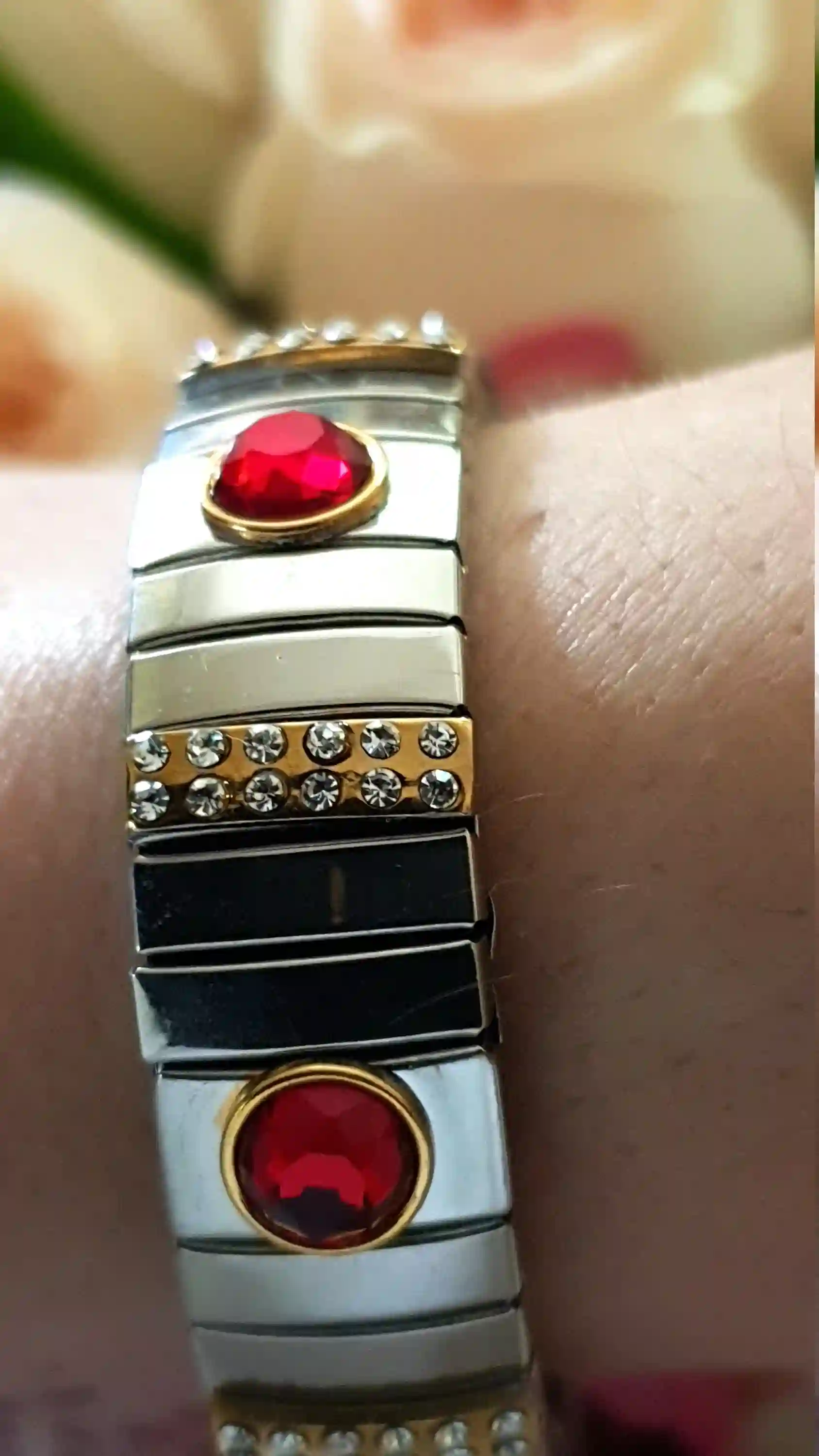 Genuine Ruby Crystal Bracelet / Silver Bangle Bracelet for Women/ July Birthstone/ Mothers Jewelry / HANDMADE Gemstone Jewelry/ New Mom Gift 