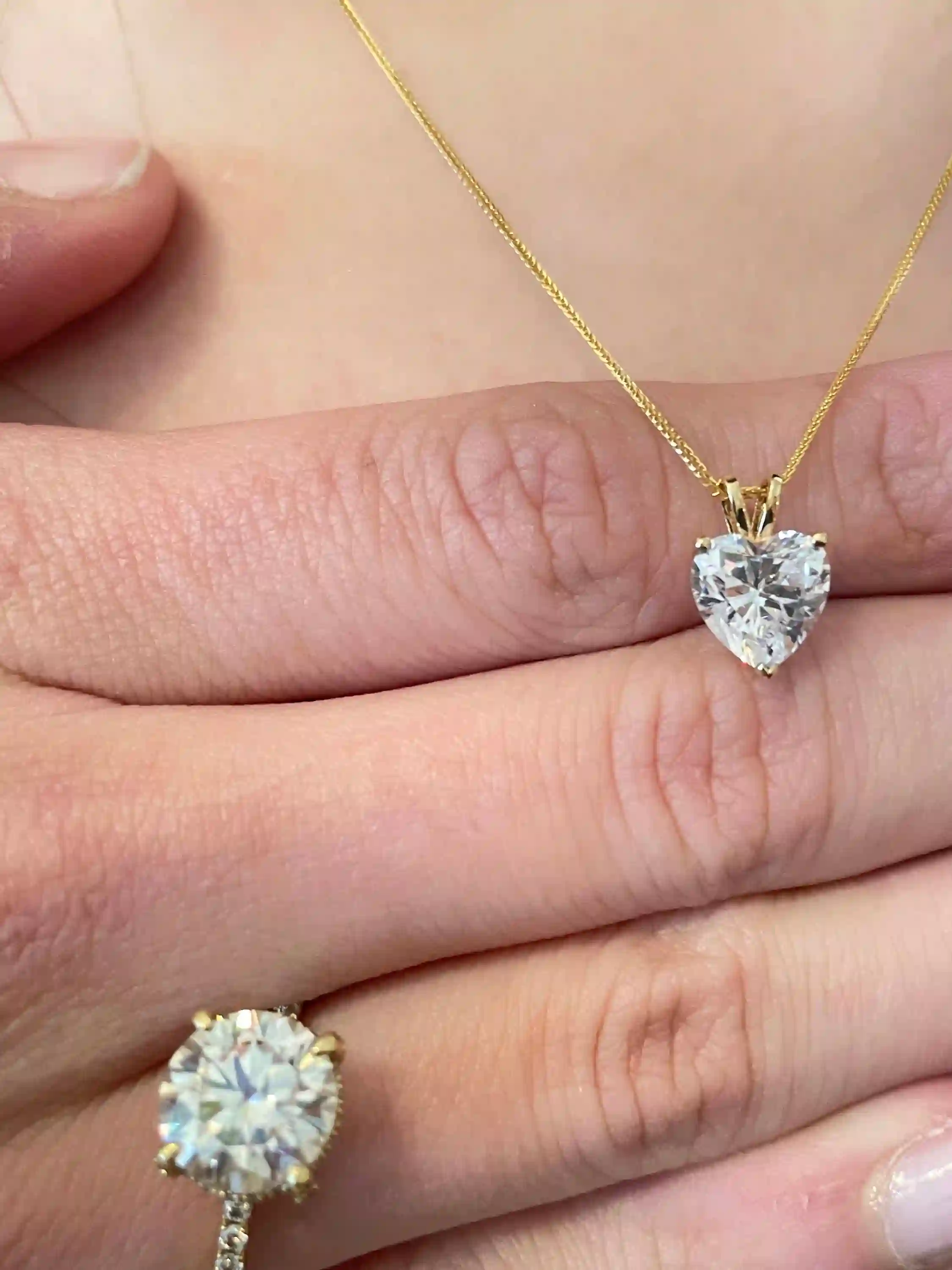 1.5ct Heart Diamond Pendant Necklace birthday gift for her Diamond Heart Jewellery for women SOLID 18K Gold Handmade Diamond Jewelry present 