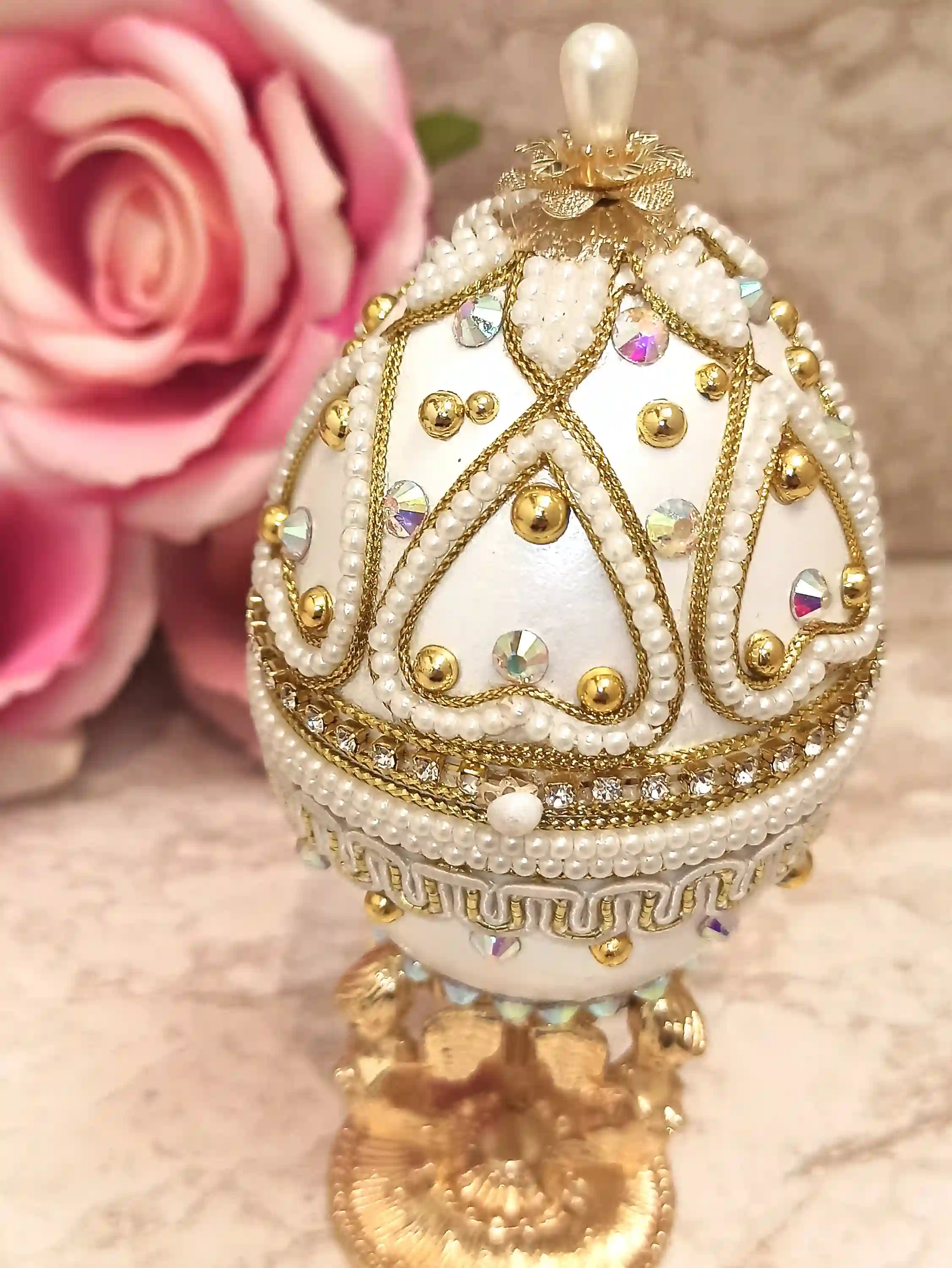 5ct, Angel, Baptism Cross Box, Egg Faberge-Style, Guardian Angel Ornament, First Communion, Baptism Box, 24k GOLD, Christian Baby, Confirmation 