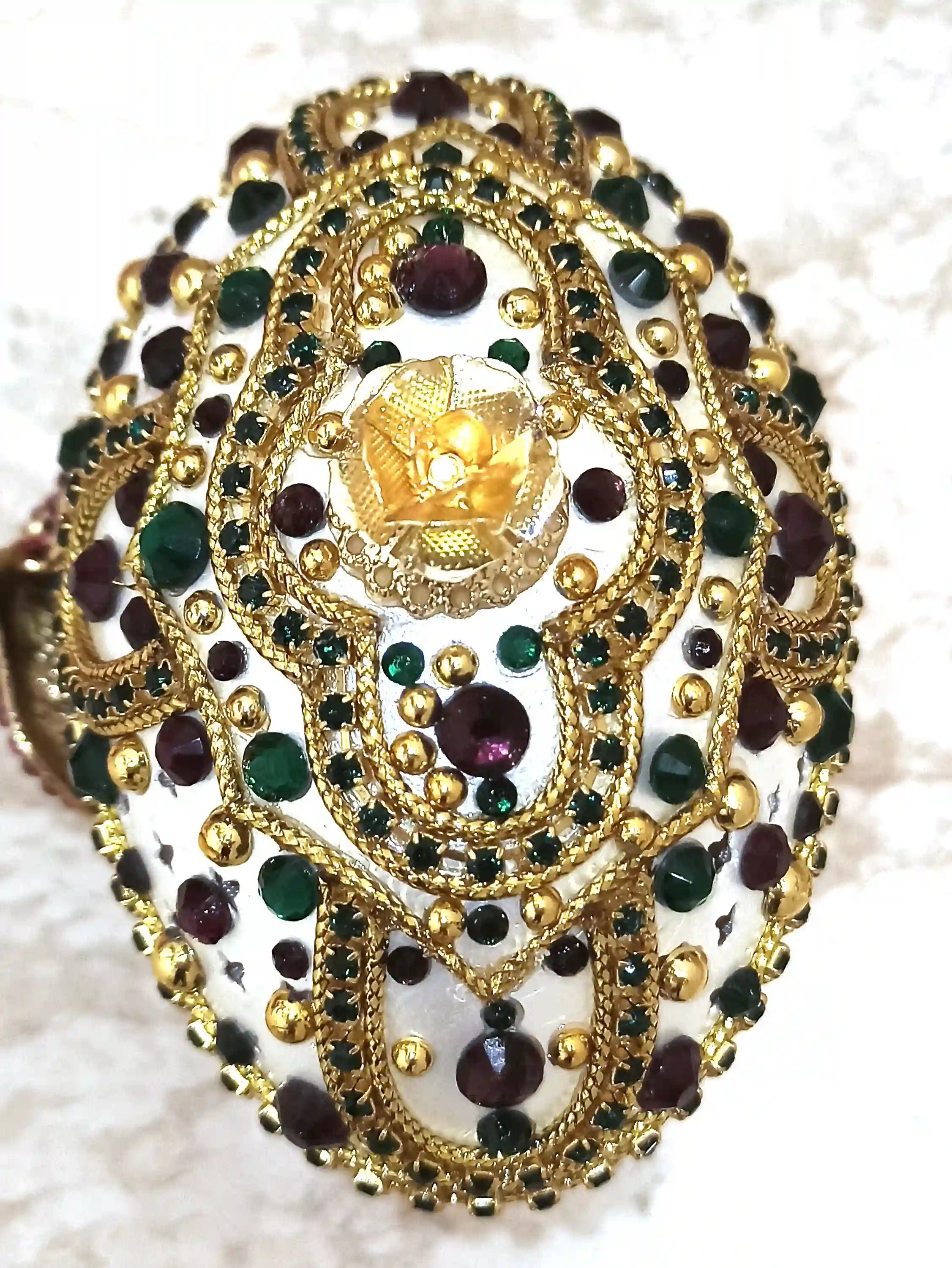 One Of A KIND Luxury Christmas Gift Faberge-Style Egg Music Box ANTIQUE Jewelry Box Faberge egg style PENDANT Locket Amethyst Bracelet 24k Gold 