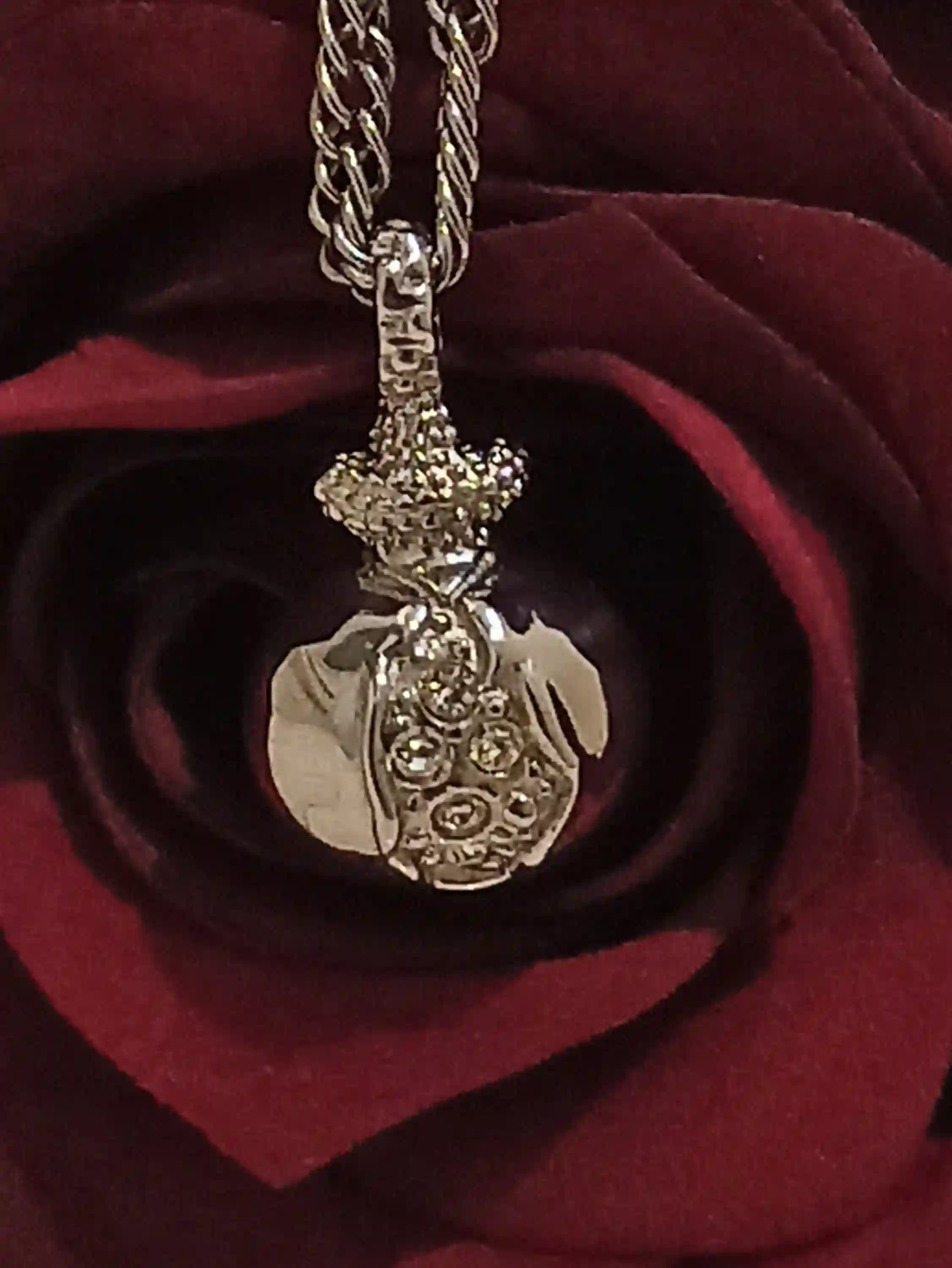 HANDMADE Pomegranate SWAROVSKI Diamond Jewelry .12ct /Pomegranate Pendant/Pomegranate Gift/Pomegranate Necklace Silver/Pomegranate Necklace 