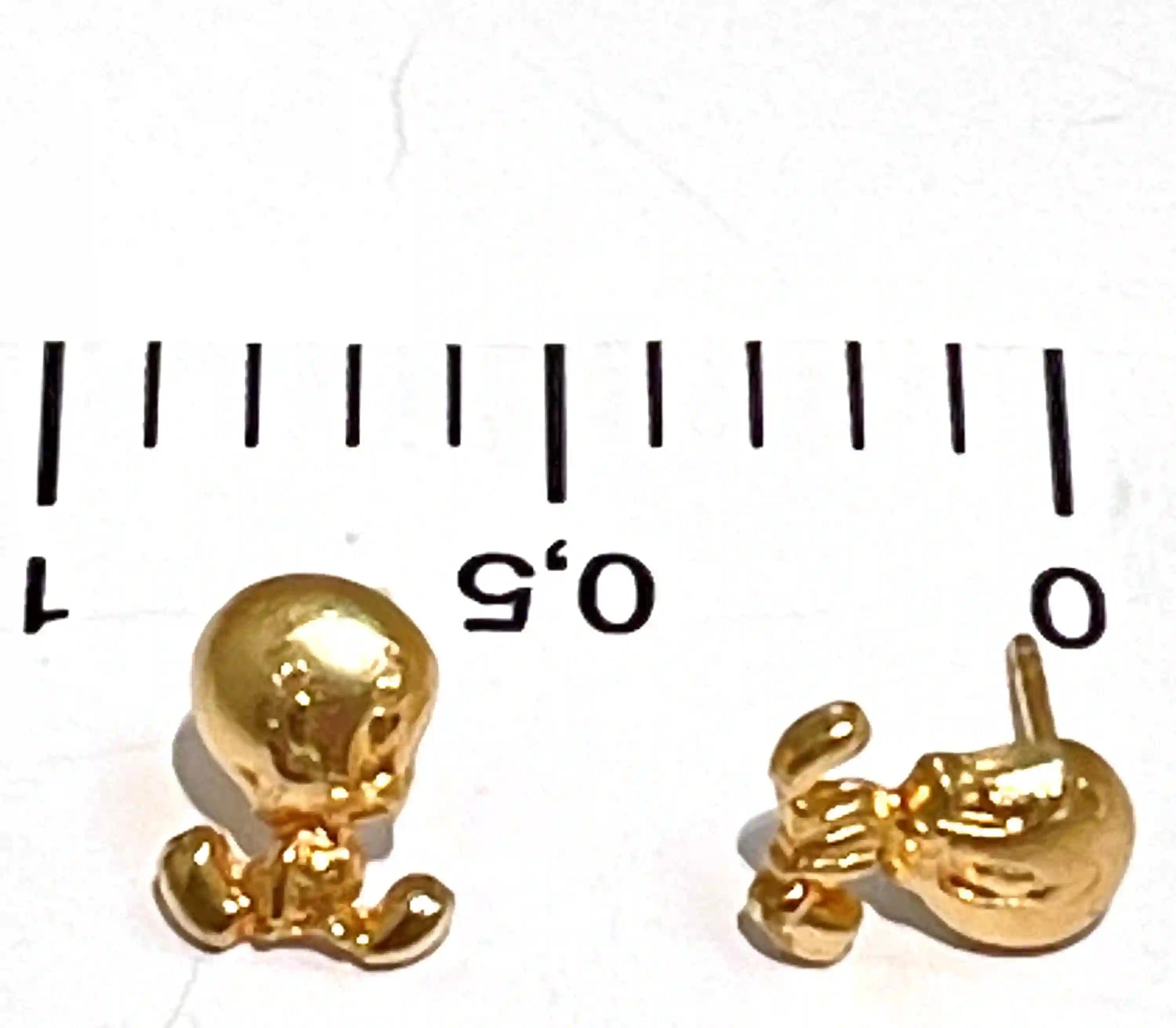 Tweety Bird Earrings - SOLID 18k Gold - Vintage Warner Bros Jewelry for women - Tweety Stud Earrings - 
