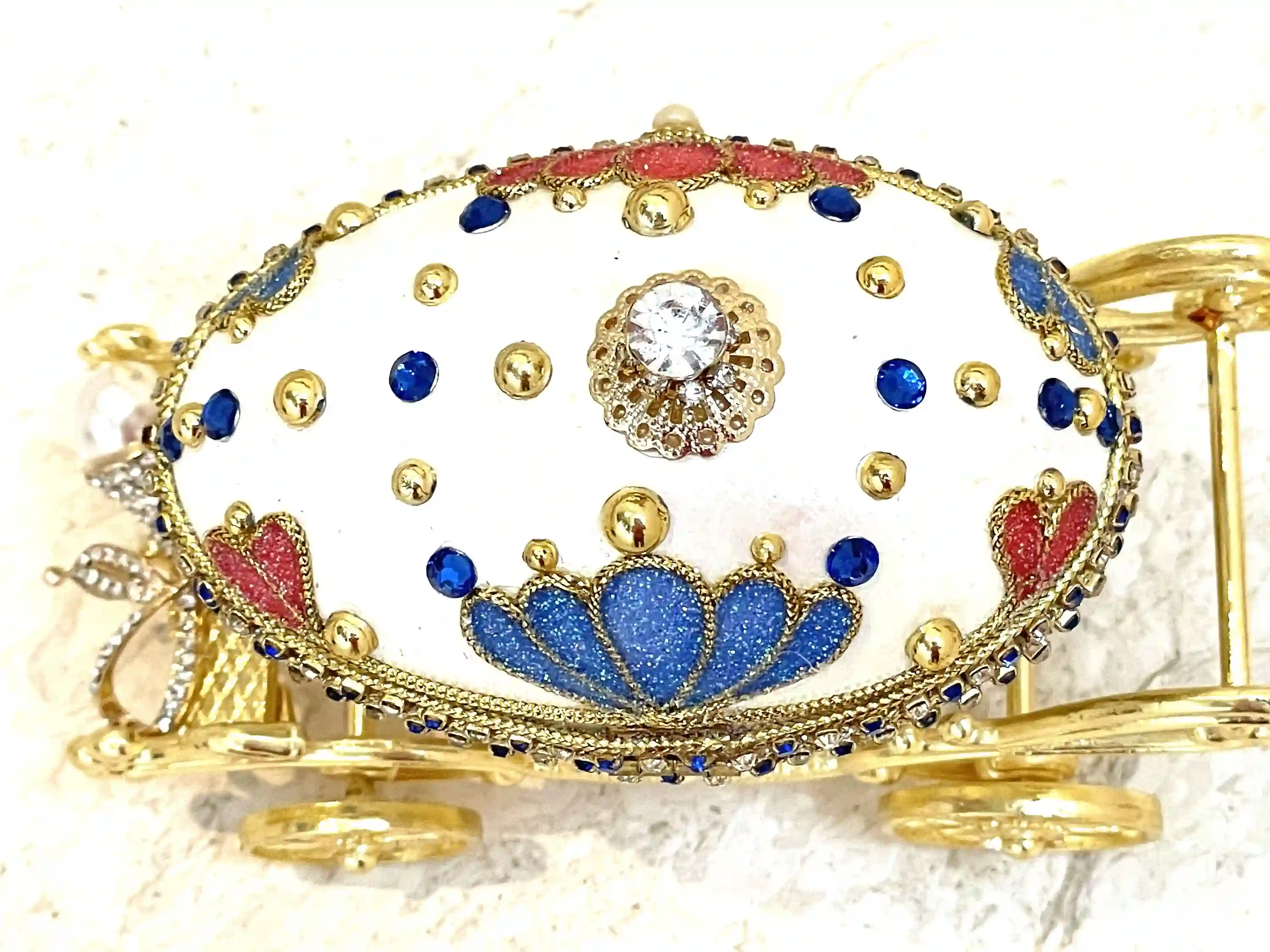1994 One of A KIND Pearl Clam Imperial Faberge-Style Egg MUSIC Box 30th Wedding Anniversary gift for wife Faberge style Egg Mother New Beginnings 
