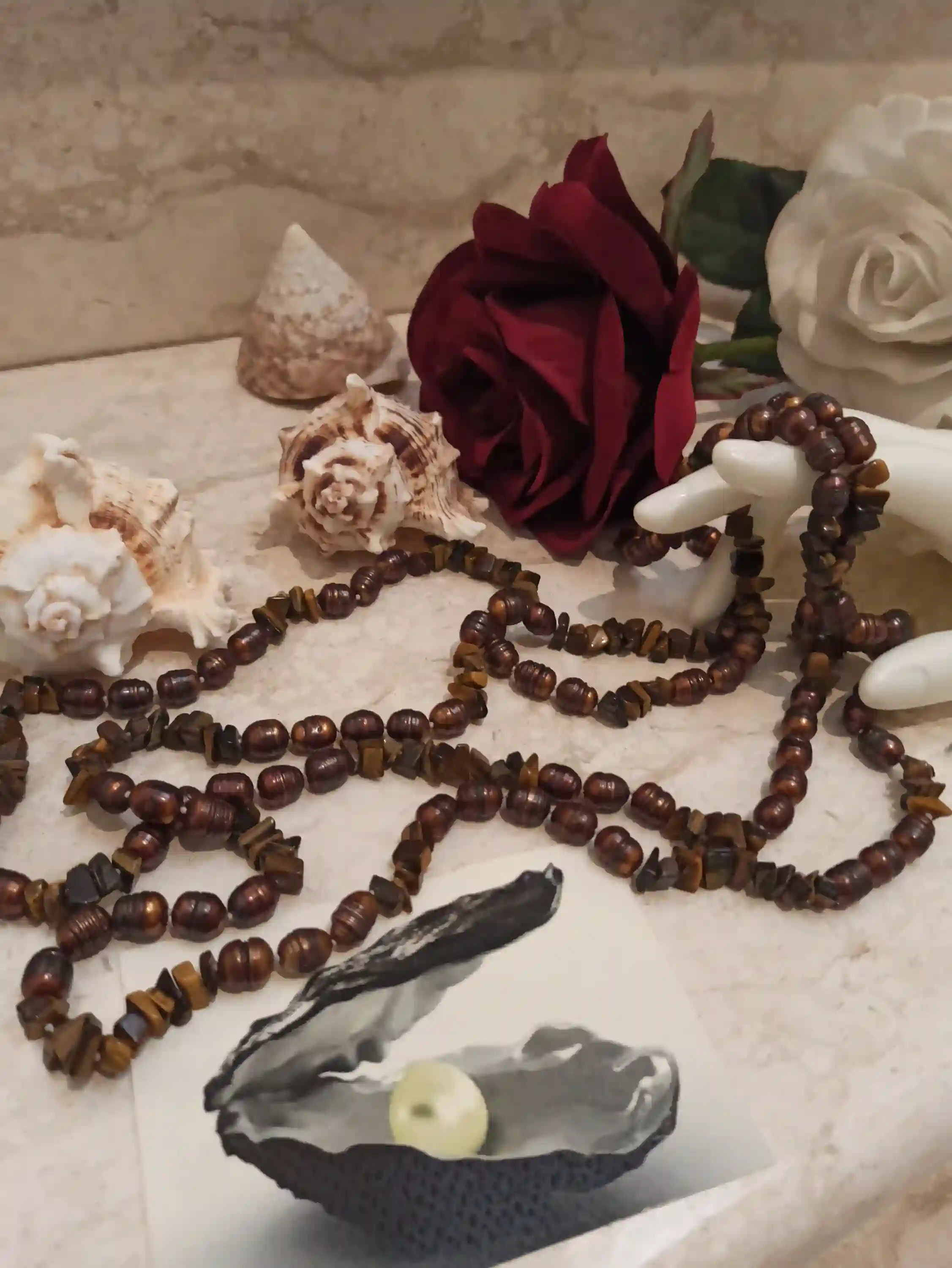 Genuine Freshwater Pearl Necklace/Long Pearl Necklace/Brown Freshwater Pearl Jewellery AAA Chocolate/ Classic Pearl Necklace Gifts for women 