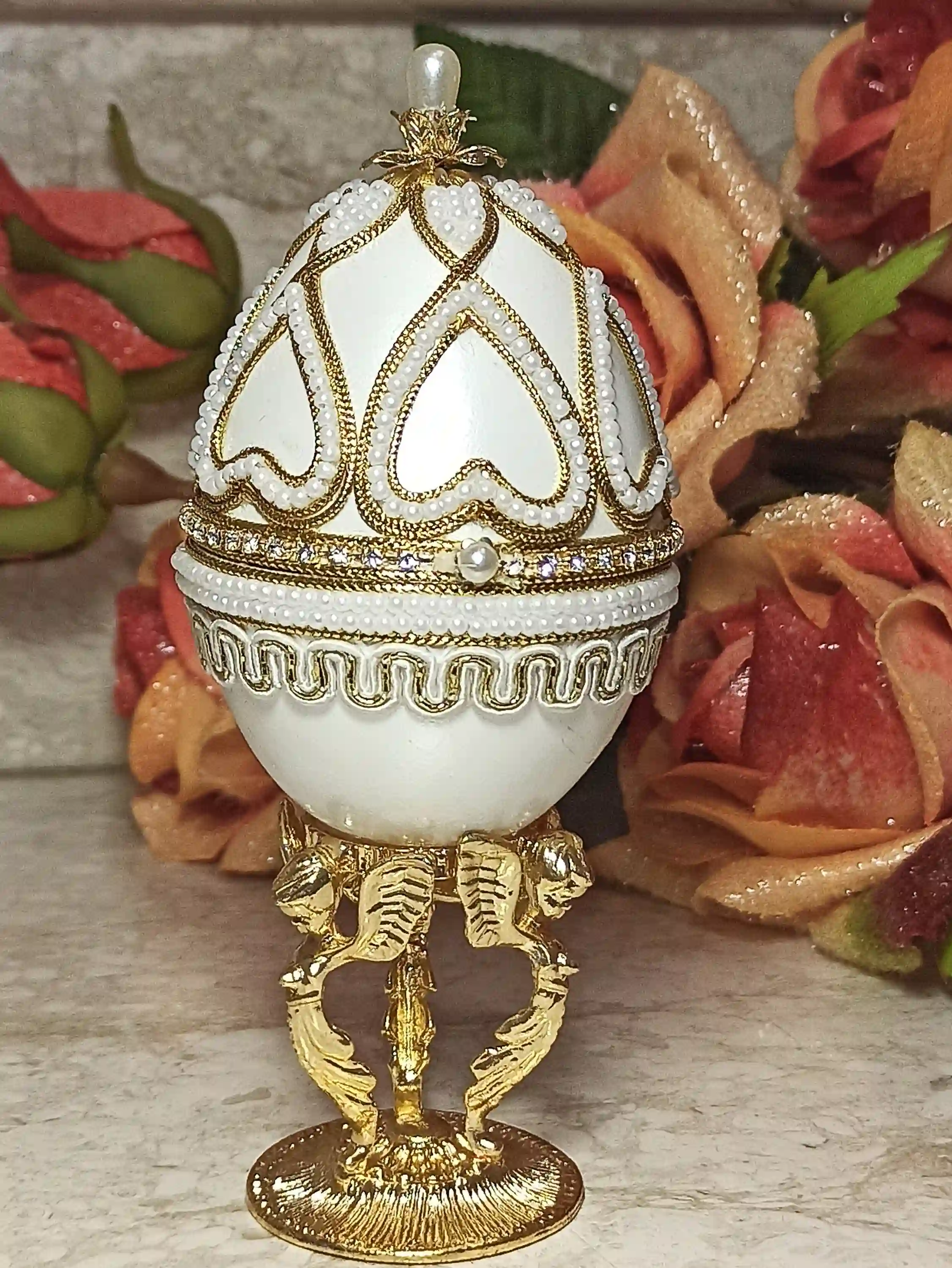 Guardian Angels NATURAL Egg FABERGE-Style Music Jewelry Box Home Protection Moving Away Communion Confirmation 16th 18th 21st 30th 40th 50th Gifts 