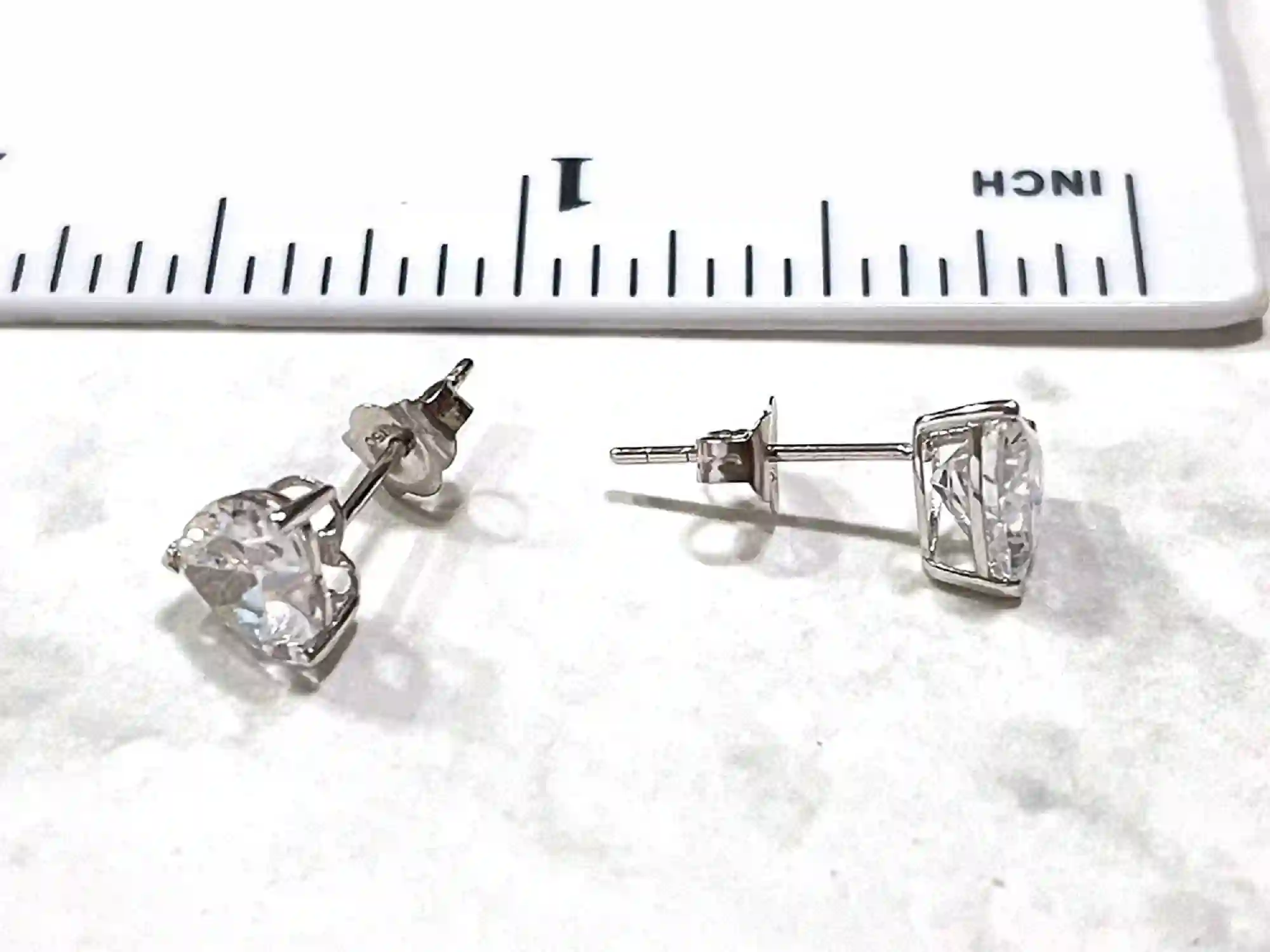 6.5mm Heart Solitaire Diamond Earrings SOLID 18K White Gold Earrings 2 ct Diamond Solitaire Diamond Studs Gift for her Heart Diamond Jewelry 