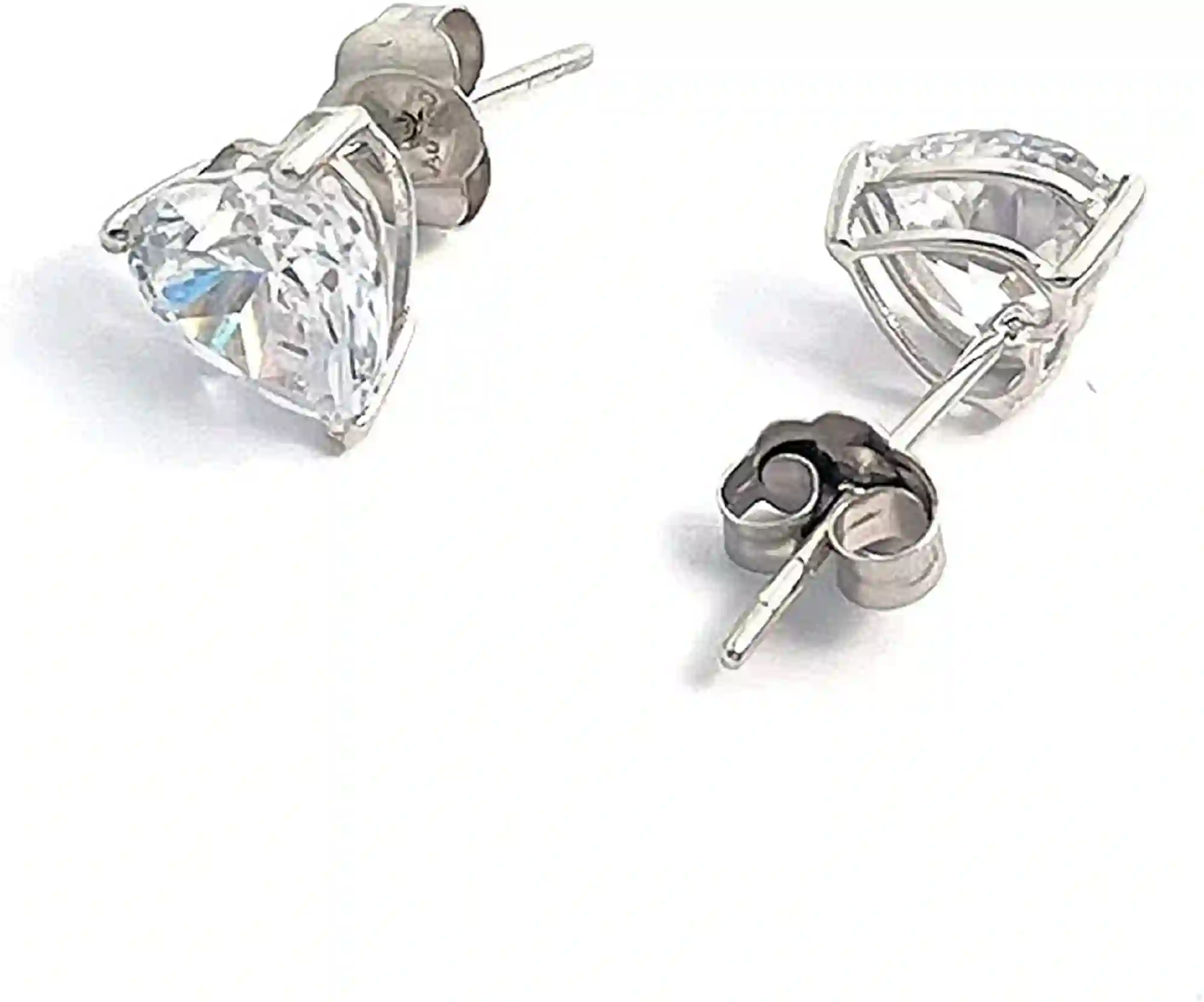 6.5mm Heart Solitaire Diamond Earrings SOLID 18K White Gold Earrings 2 ct Diamond Solitaire Diamond Studs Gift for her Heart Diamond Jewelry 