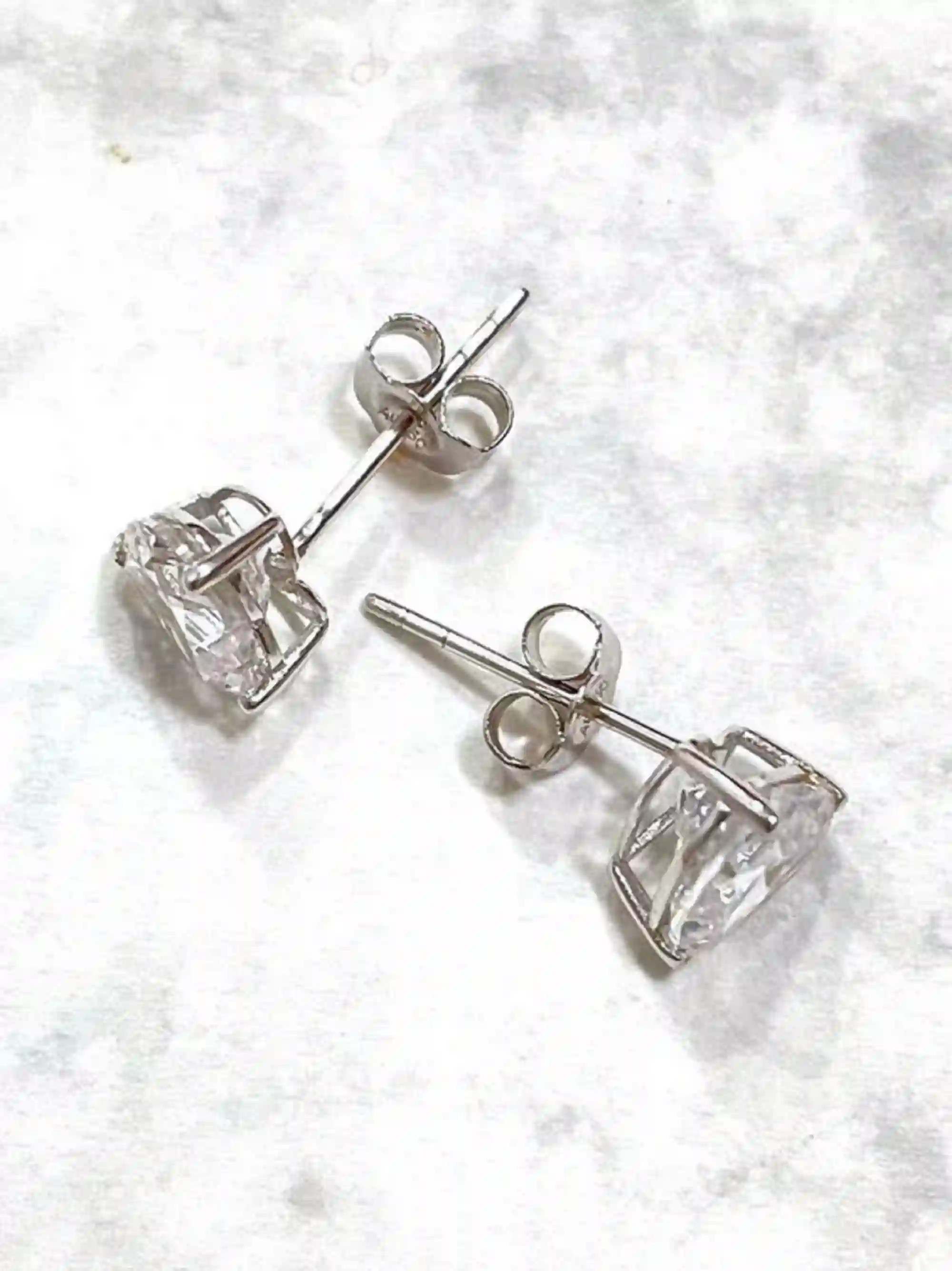 6.5mm Heart Solitaire Diamond Earrings SOLID 18K White Gold Earrings 2 ct Diamond Solitaire Diamond Studs Gift for her Heart Diamond Jewelry 