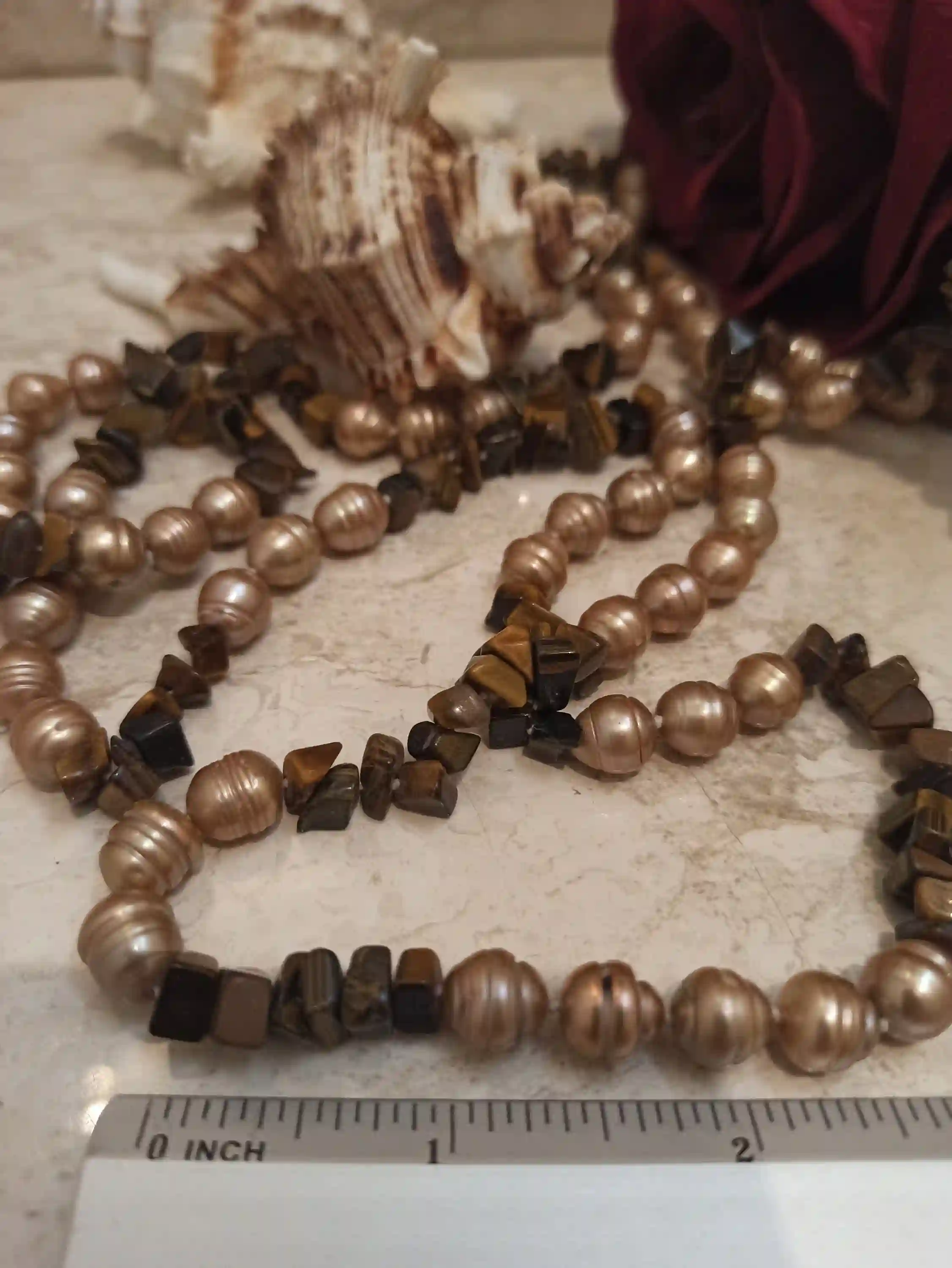 Tan Necklaces for women Genuine Pearl/Freshwater AAA Pearl Necklace Extra long/Butterscoth Freshwater Pearl Necklace Handstrung Jewelry Gift 