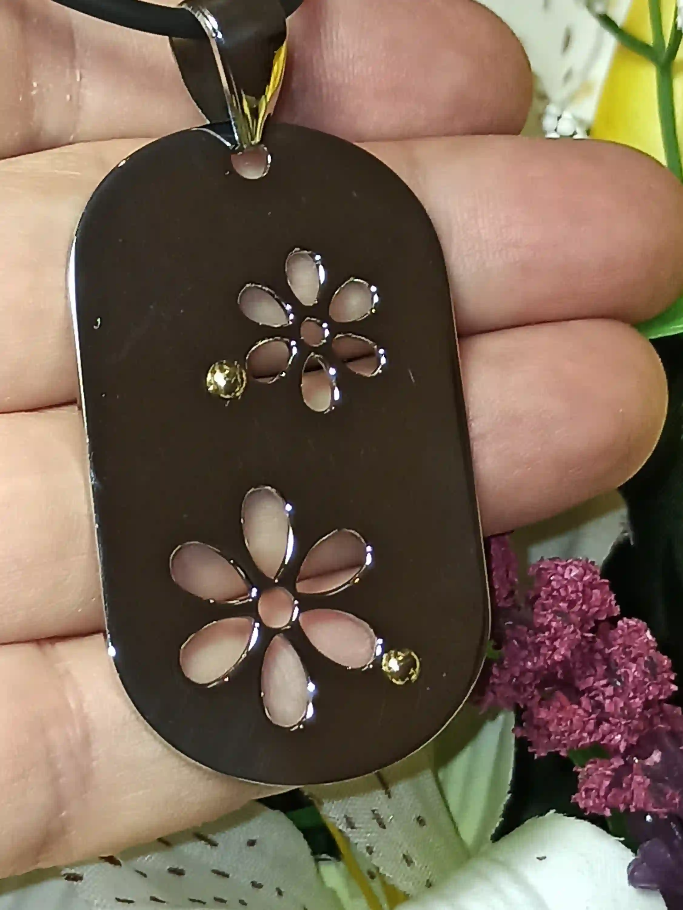 GREEK SILVER Flower Necklace Pendant/24kt Gold Flower Jewelry for women/Modern Necklace Pendant/HANDMADE Necklace Pendant/Forget me Not gift 