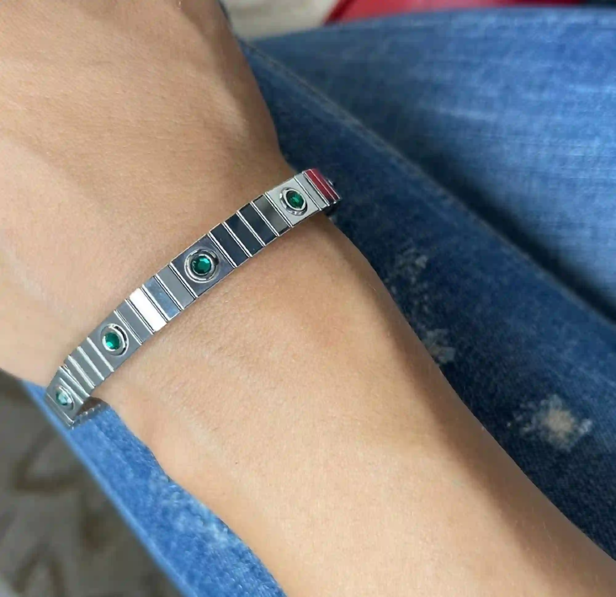Silver Jewelry Emerald Bracelet Emerald Jewelry May Birthstone Bracelet Birthday Gift bracelet for women Emerald Silver Anniversary gift 