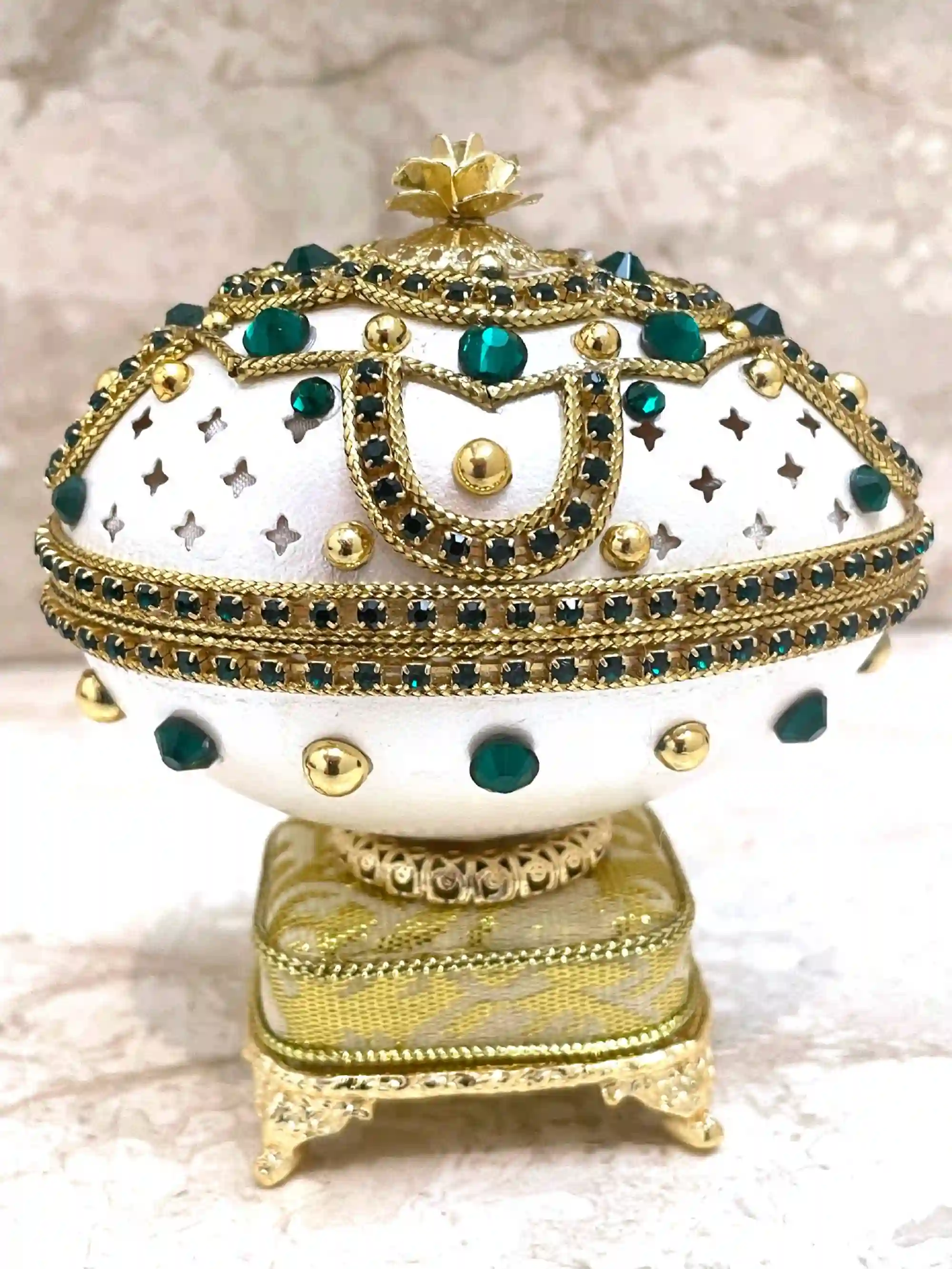 ONE ONLY, Faberge-Style Egg Ornament, Couple Gift for Wedding, Present for wife, Birthday Gift for her, Marriage Anniversary, Faberge egg, 24kGOLD 