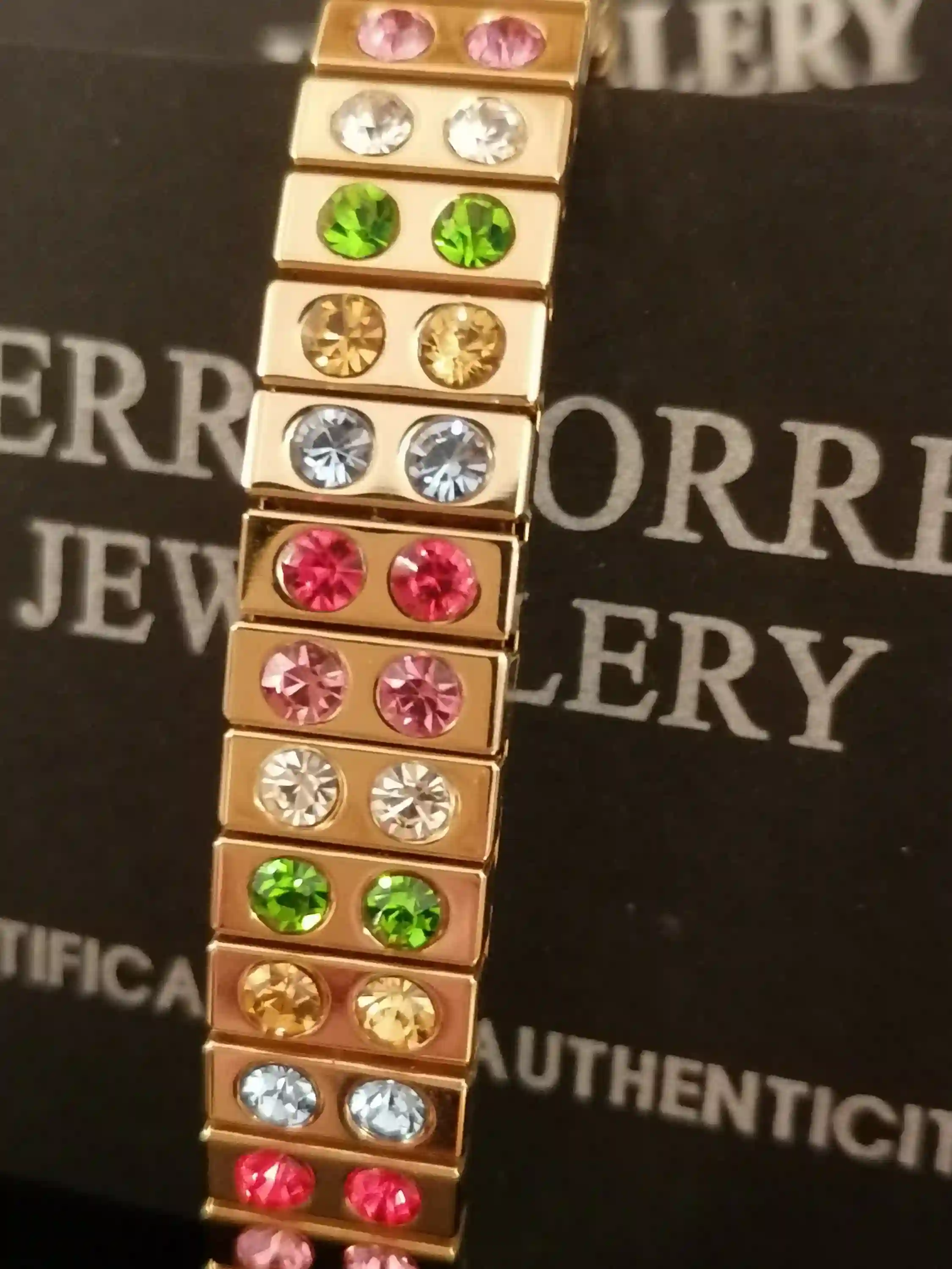 Rainbow Bracelet SWAROVSKI Crystal 24kt GOLD Gift/Stretchy Stacking bracelet Multi colored FANCY Jewelry Gold Gemstone Bracelet bangle gifts 