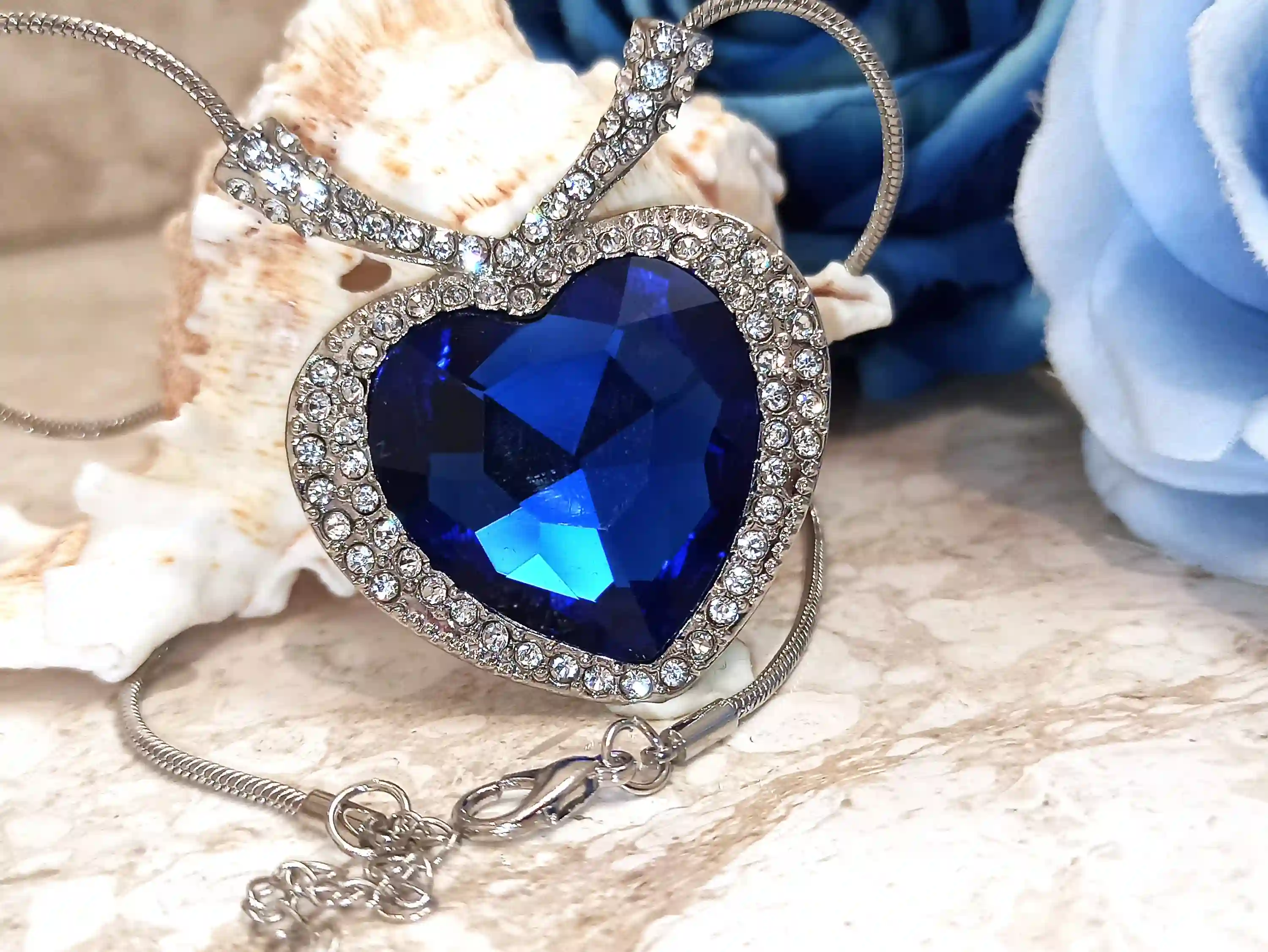 SAPPHIRE Heart, Silver Heart Necklace SET, 3 Sapphire Silver Bracelets & Silver Earrings, HANDMADE, Heart gift Idea, Her, Gift for Christmas 