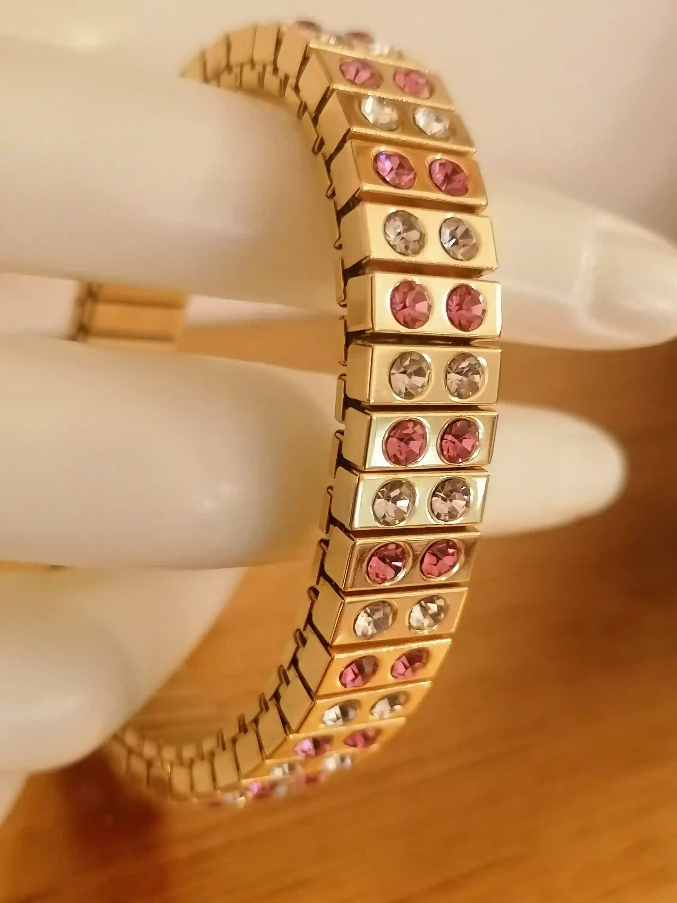 24kt GOLD SWAROVSKI Pink Crystal Statement bracelet for Girls Teenager Bridesmaid Prom Pageant Hot pink Fushsia Girlfriend bangle bracelet 