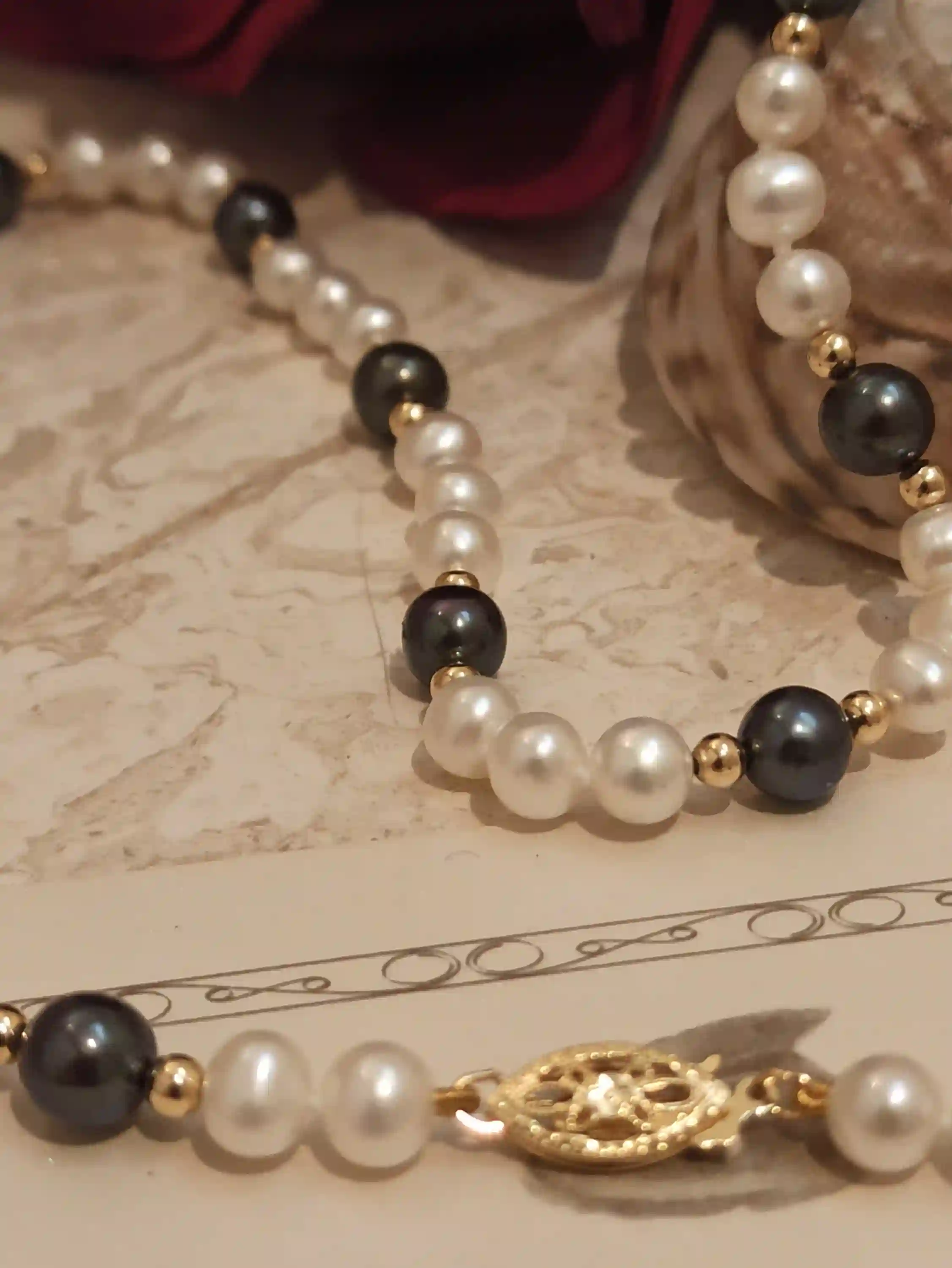 Akoya Pearl Necklace AAA/Unique Pearl Necklace/18Kt GOLD Pearl Necklace TAHITIAN & Akoya for women/Hand Knot Necklace Pearl Evening Jewelry 