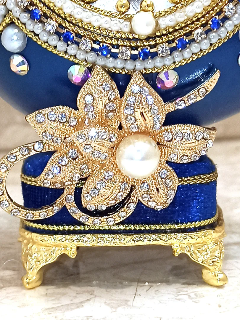 24K GOLD Faberge Egg Pearl Trinket Box & PEARL Necklace Bracelet SET Jewelry Box Faberge Egg Ornament Gift Set for Her Music Box Fabergé Egg