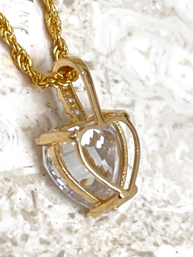 Solid 18k Gold Heart Pendant Diamond Pendant Yellow Gold Heart Necklace Diamond Necklace for Women Anniversary Birthday Gift for Her 1.75 Carat
