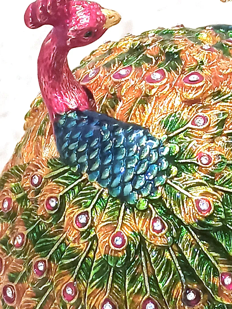 XL Rainbow Faberge Egg Style 24k Gold Fabergé Egg, Peacock/Faberge Egg/ Trinket Box, Couples Gift / Faberge Egg Jewelry Box, Unique Wedding Gift.