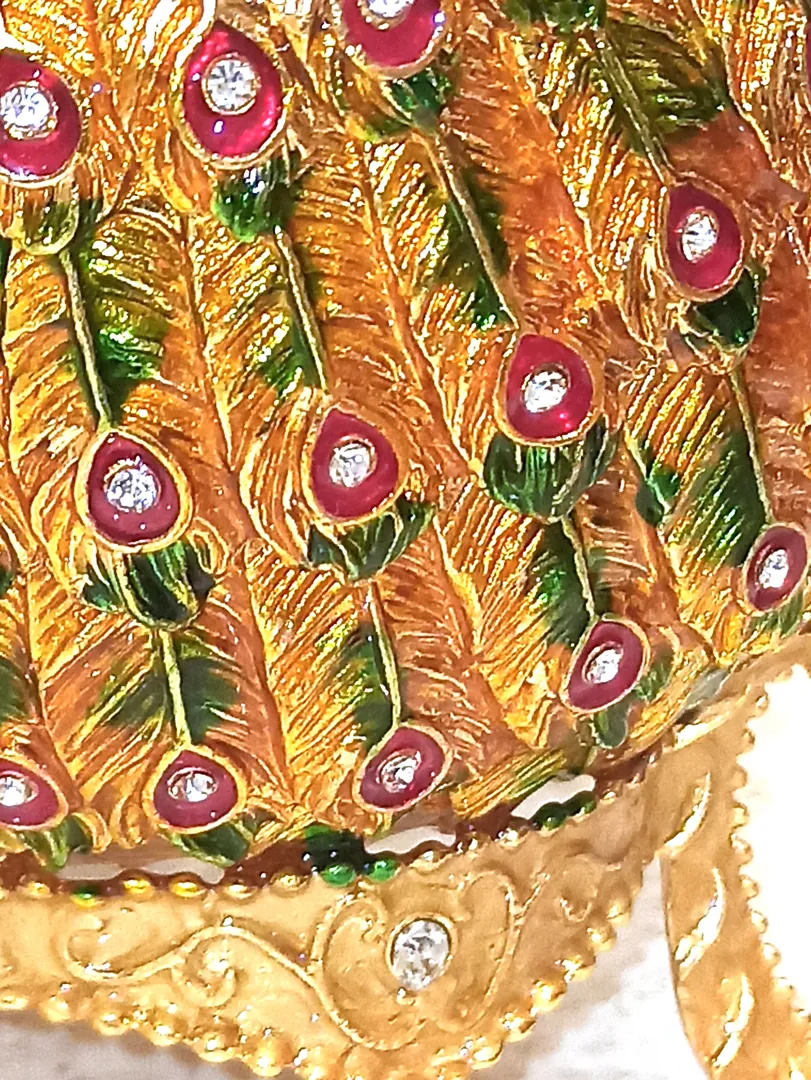 XL Rainbow Faberge Egg Style 24k Gold Fabergé Egg, Peacock/Faberge Egg/ Trinket Box, Couples Gift / Faberge Egg Jewelry Box, Unique Wedding Gift.