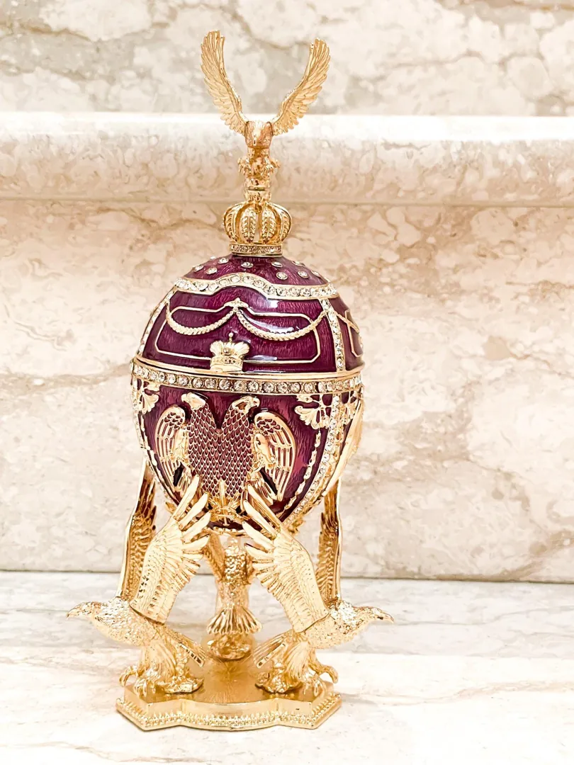 Limited Edition Musical Amethyst Faberge Egg Pure Gold Decor Swarovski Crystal Diamond Faberge Style Egg Graduation Anniversary Birthday Gift