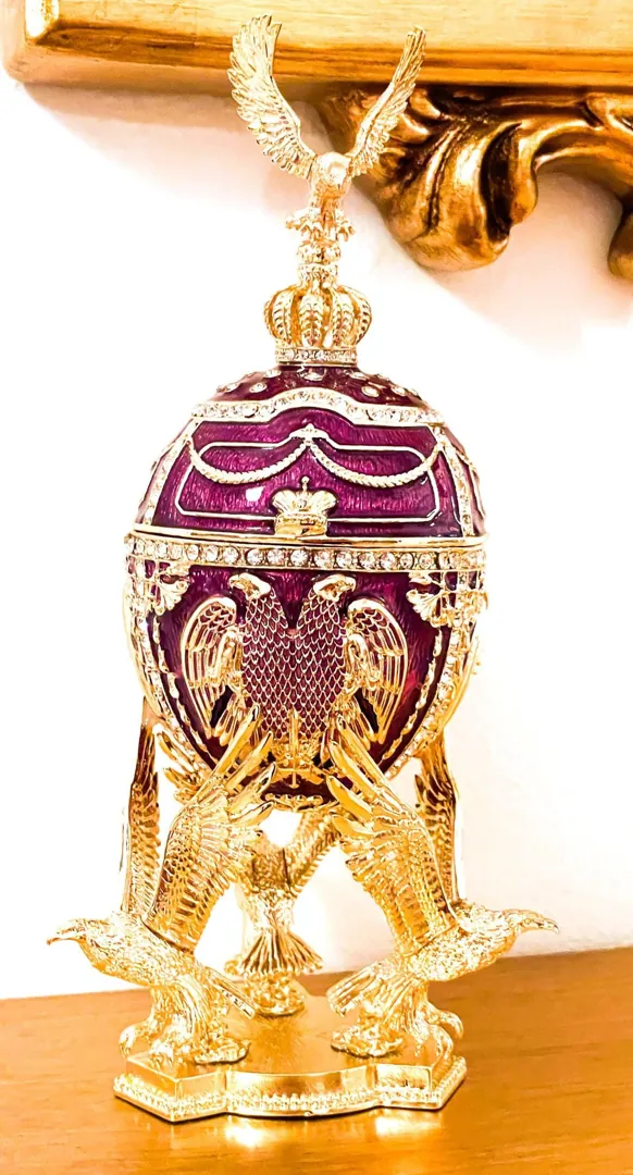 Limited Edition Musical Amethyst Faberge Egg Pure Gold Decor Swarovski Crystal Diamond Faberge Style Egg Graduation Anniversary Birthday Gift