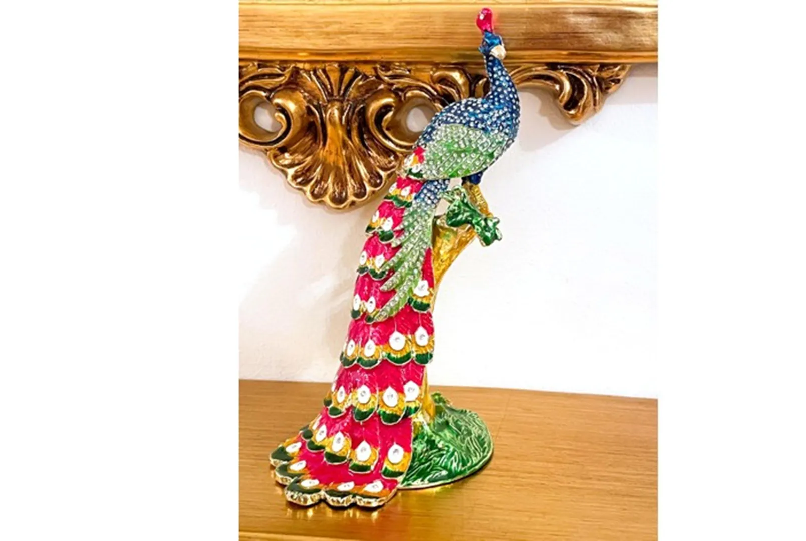 Vintage 2005 Faberge Egg Pure Gold Decor Peacock Proposal Box Bridal Shower Wife Wedding Austrian Crystal Diamond Handmade by Pierre Lorren