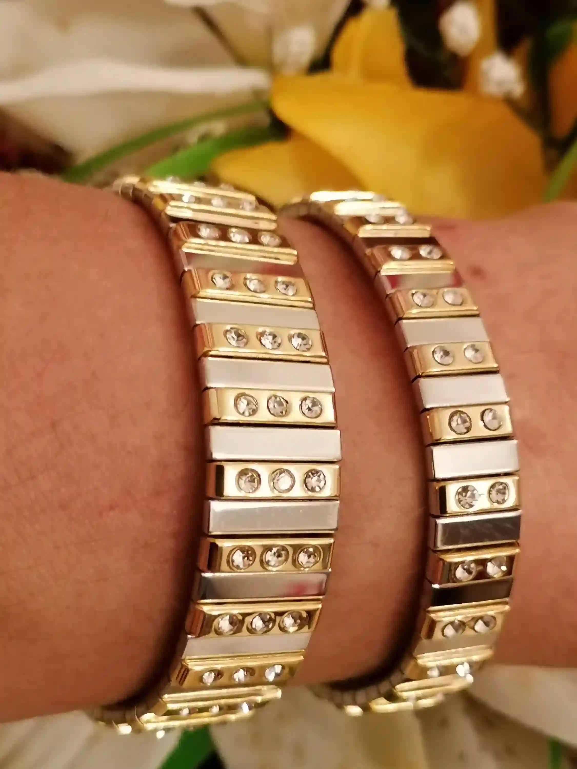 Formal Jewelry UNIQUE Gift 24k Gold Bracelet for women 1.75ct HANDMADE 87 Swarovski Crystal Diamond Gem 1