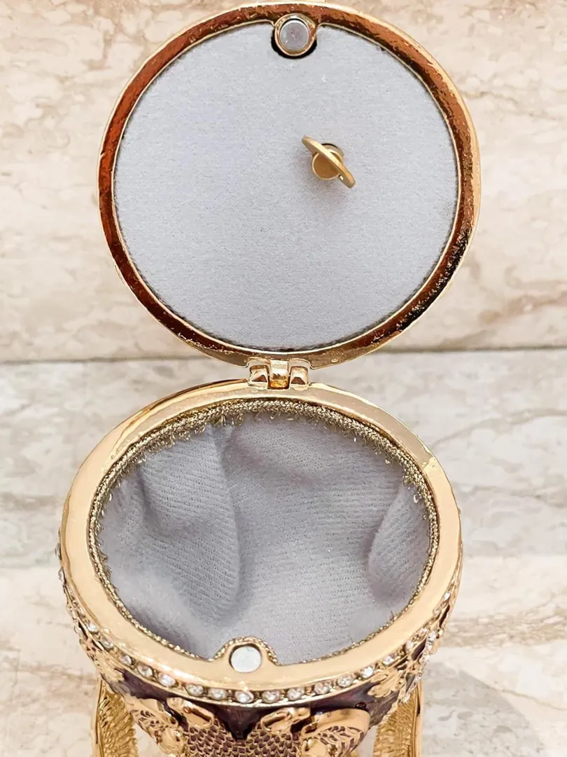 Pierre Lorren Fabergé Egg Amethyst Fabergé Style Egg Music Box Fabergé Trinket Box Fabergé Pure Gold Decoration Graduation Wisdom Purple Men Gifts