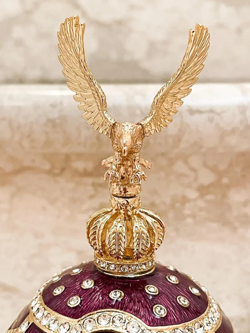 Pierre Lorren Fabergé Egg Amethyst Fabergé Style Egg Music Box Fabergé Trinket Box Fabergé Pure Gold Decoration Graduation Wisdom Purple Men Gifts