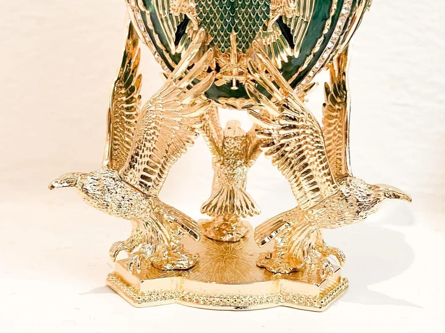 Pierre Lorren Fabergé Egg, Emerald Fabergé Egg, Music Box, Fabergé Trinket Box, Fabergé Pure Gold Decor, Austrian Crystal, Diamond, Wisdom, Christmas.