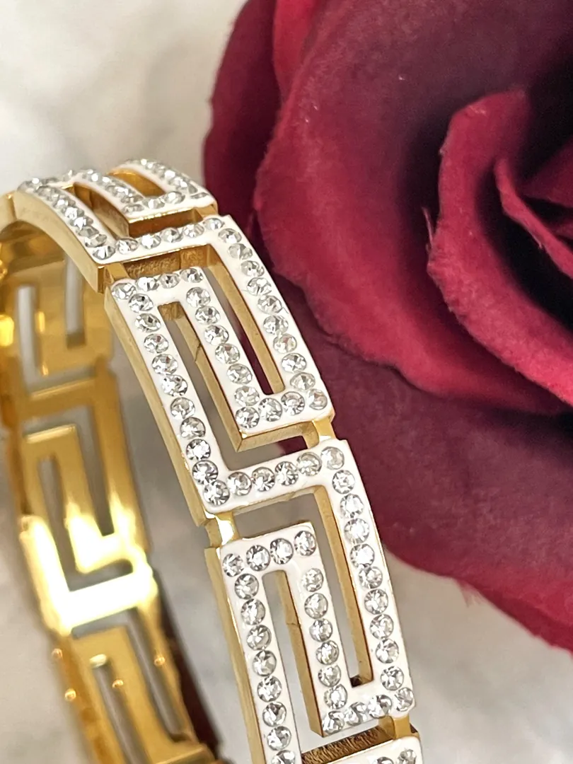 18k Yellow Gold Bracelet, Meander Bracelet, Greek Key Bracelet, Ancient Greek Jewelry, Bangle Bracelet, Geometric Bracelet, ETERNAL LIFE, SUCCESS.
