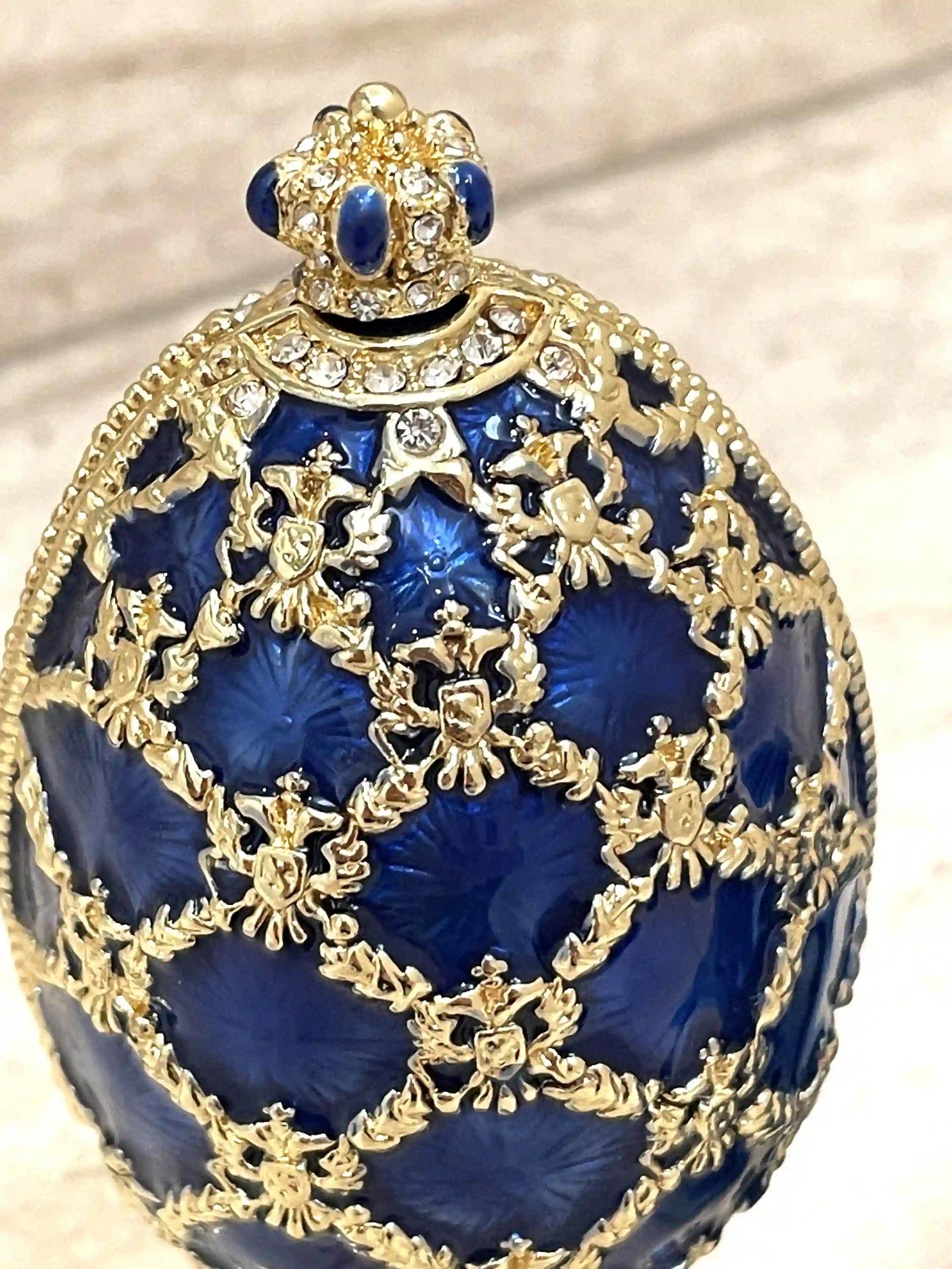 Pierre Lorren Faberge-Style Egg St Petersburg Faberge style egg Home Decor Pure Gold Decor Swarovski Crystal Diamond Handset Birthday Anniversary 