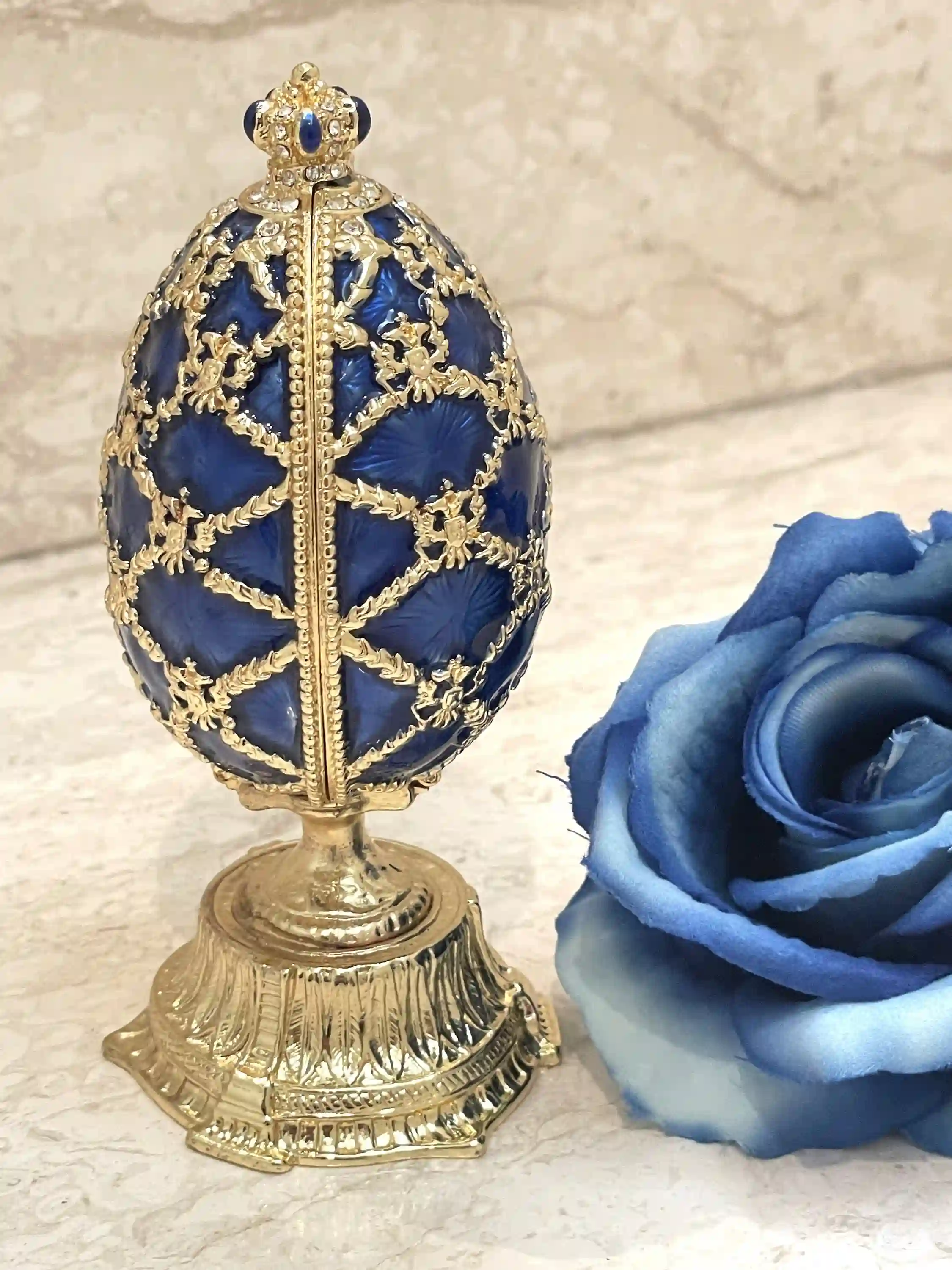 Pierre Lorren Faberge-Style Egg St Petersburg Faberge style egg Home Decor Pure Gold Decor Swarovski Crystal Diamond Handset Birthday Anniversary 