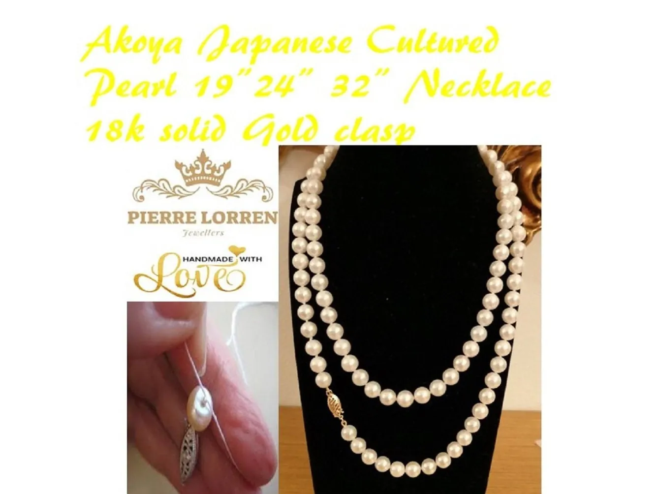 Akoya Pearl Necklace gift AAA grade 18k solid Gold Japanese White NATURAL CULTURED Pearl Necklace Wedding Bridal Jewelry South Sea Pearl