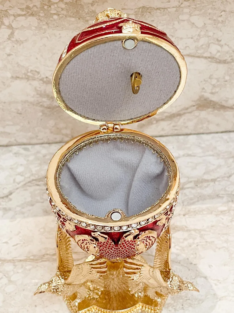 Limited Edition Musical Faberge Egg Velour Interior Swarovski Crystal Diamond Handset Faberge Style Egg POWER LONGEVITY Anniversary Birthday