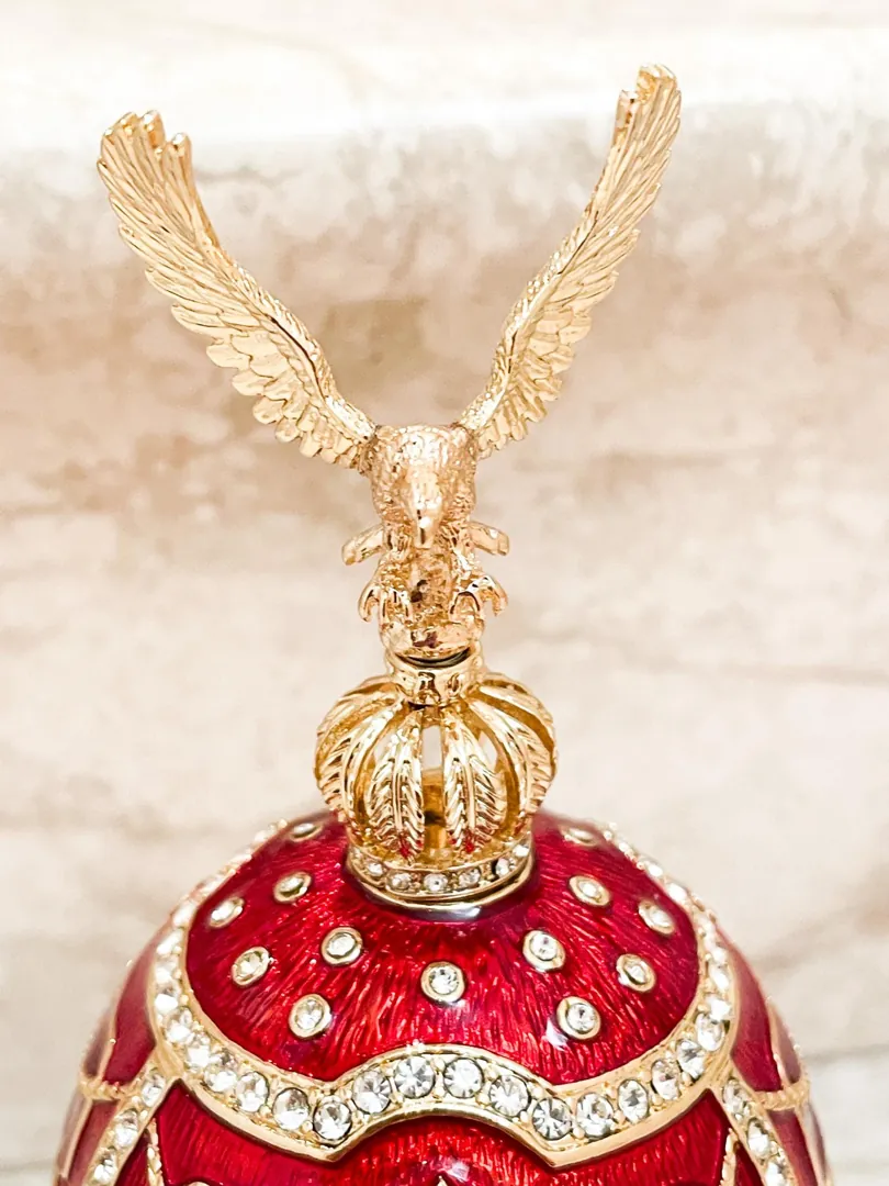 Limited Edition Musical Faberge Egg Velour Interior Swarovski Crystal Diamond Handset Faberge Style Egg POWER LONGEVITY Anniversary Birthday