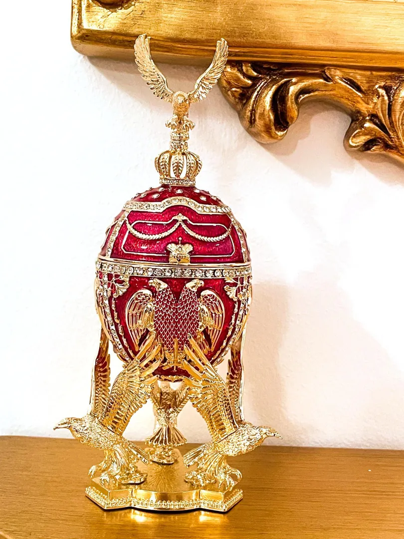 Limited Edition Musical Faberge Egg Velour Interior Swarovski Crystal Diamond Handset Faberge Style Egg POWER LONGEVITY Anniversary Birthday