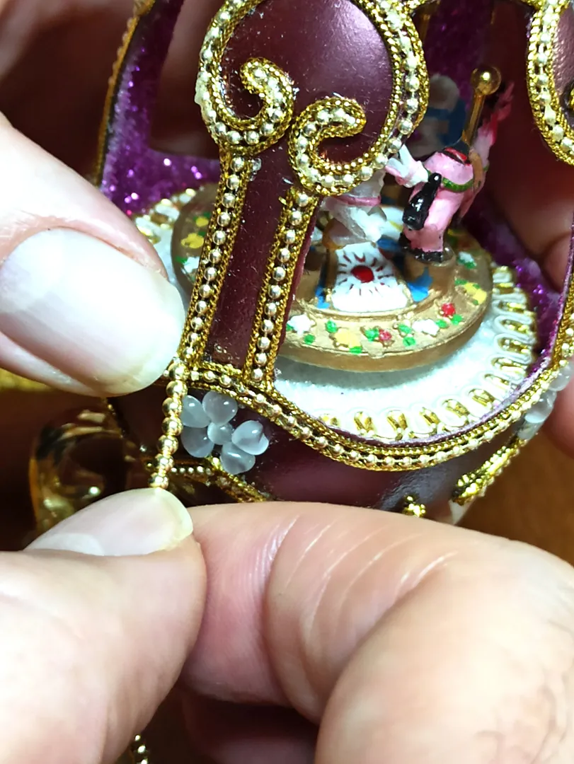 One of a Kind Faberge Egg Style Faberge Necklace Amethyst Bracelet Purple Faberge Egg Musical Carousel Horse 24k Gold Handmade Fabergé Egg