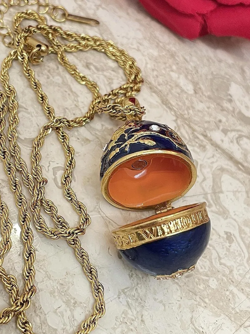 1980 Faberge Egg Sapphire Blue Bird Natural Fabergé Egg Pure Gold Decor 45th Wedding Anniversary Gift for Parents 45th Birthday Gift for Her