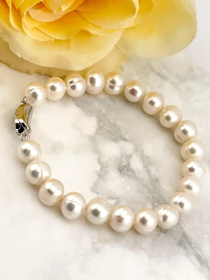 Akoya Pearl Bracelet Japan South Sea Pearl Bracelets Cultured Pearl Bracelets Pearl Jewelry 18k White Gold Vermeil Birthday Prom Gift for Her