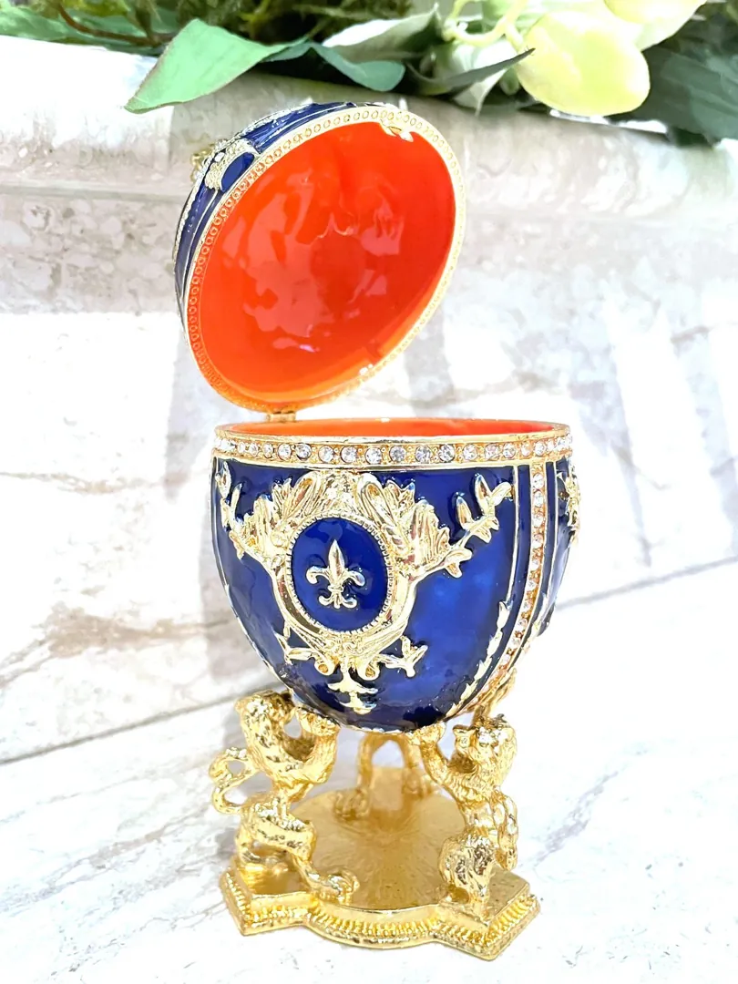 Sapphire Blue Faberge Egg Pendant and Fabergé Egg Style Decorative Boxes, Faberge, Something Blue Wedding Gift, 24k Gold, 200 Crystals, HANDMADE