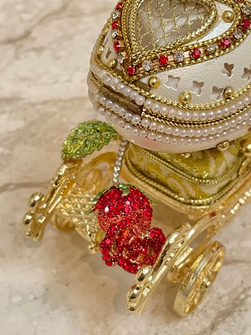 RUBY Faberge Egg Music Faberge Music Box HANDCARVED 24k Gold & Faberge Necklace Faberge Egg Style Gift for Her 35th Wedding Anniversary Gift